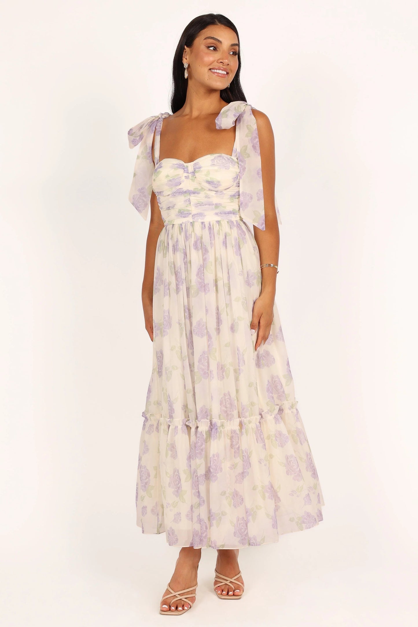 Blossom Chiffon Sweetheart Midi Dress