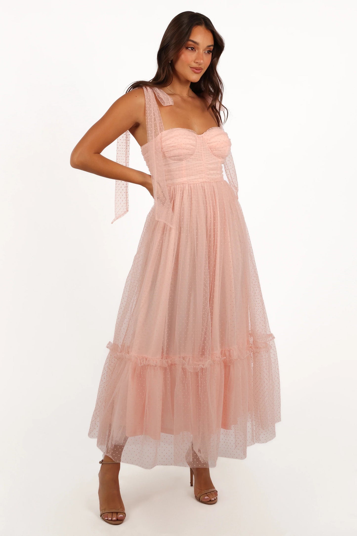 Blossom Chiffon Sweetheart Midi Dress