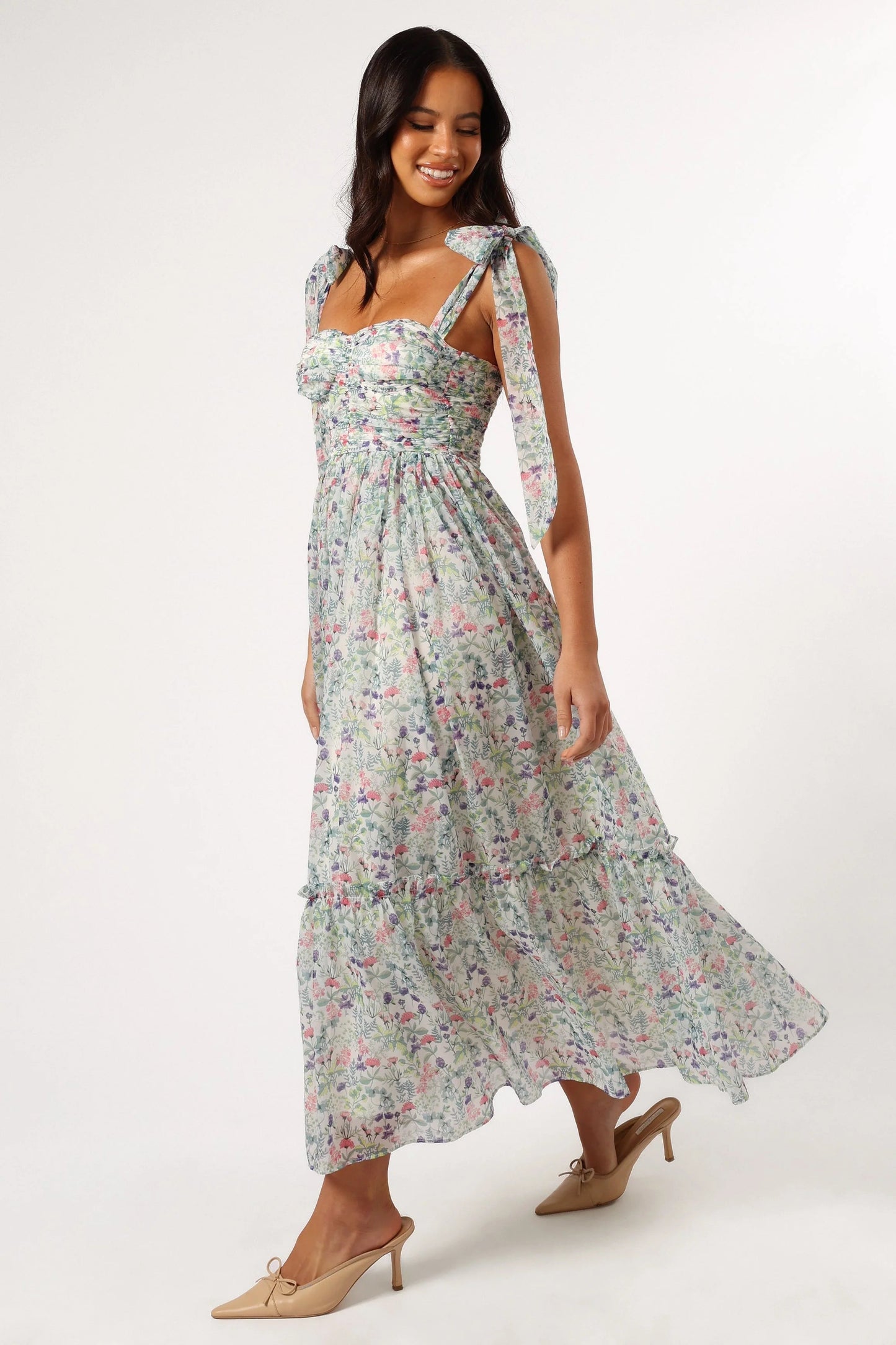 Blossom Chiffon Sweetheart Midi Dress