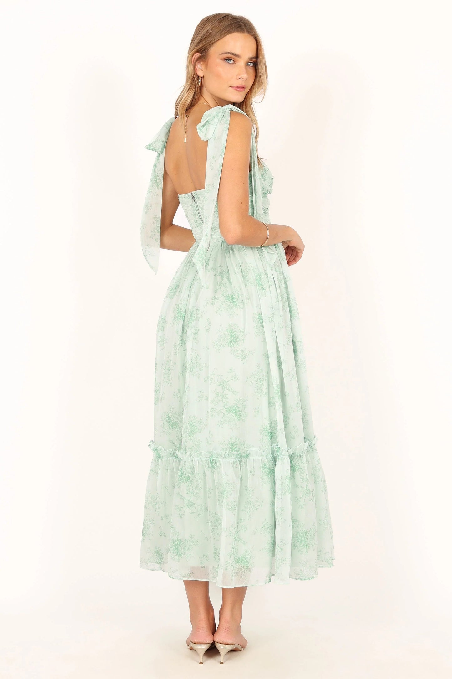 Blossom Chiffon Sweetheart Midi Dress