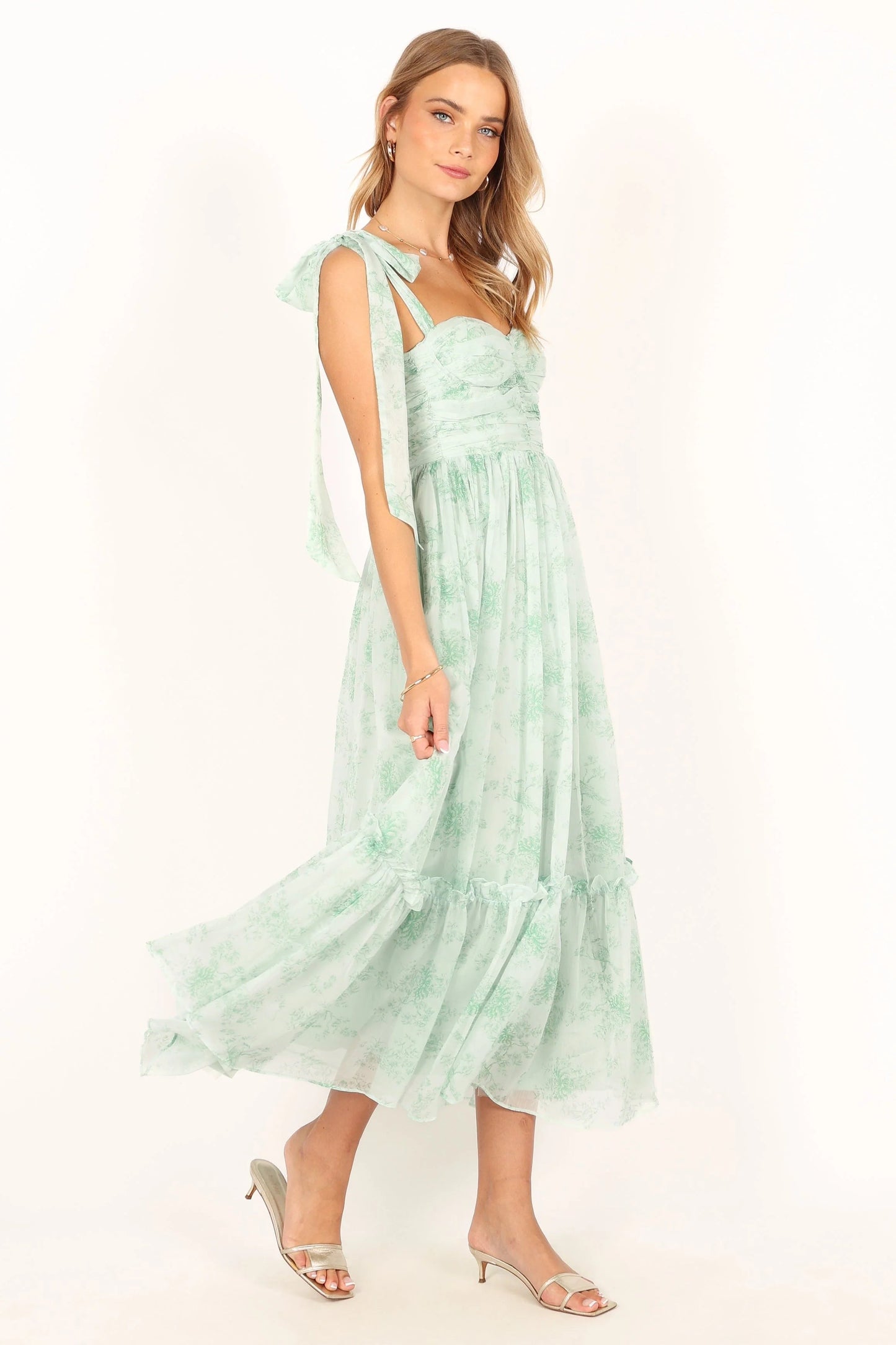 Blossom Chiffon Sweetheart Midi Dress