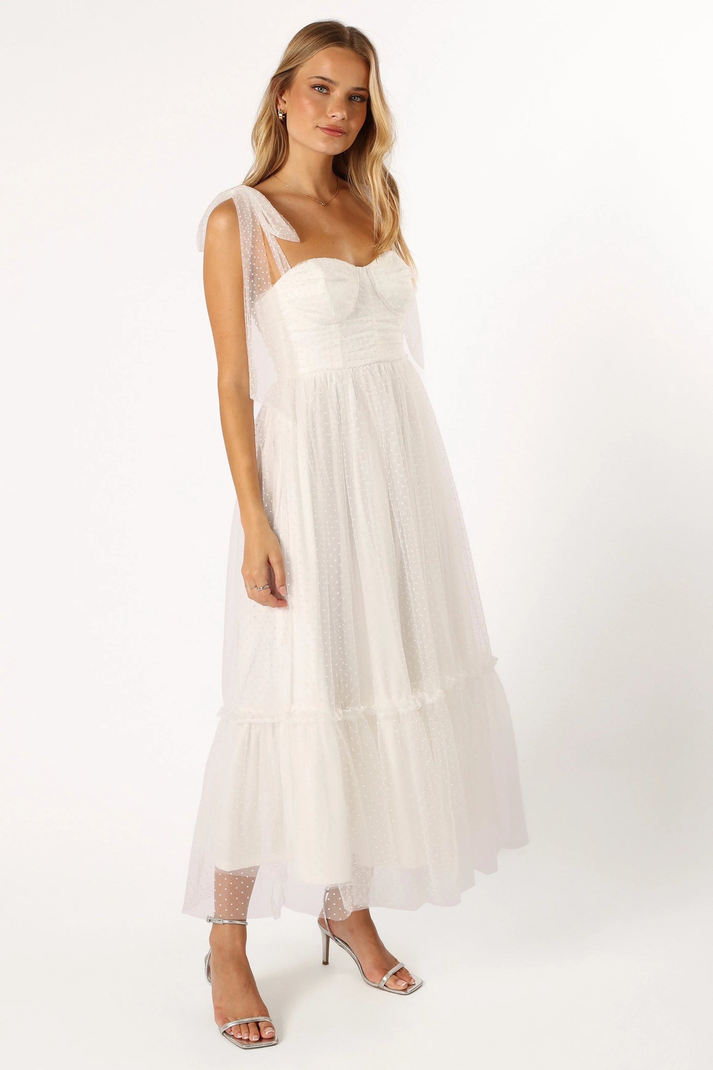 Blossom Chiffon Sweetheart Midi Dress