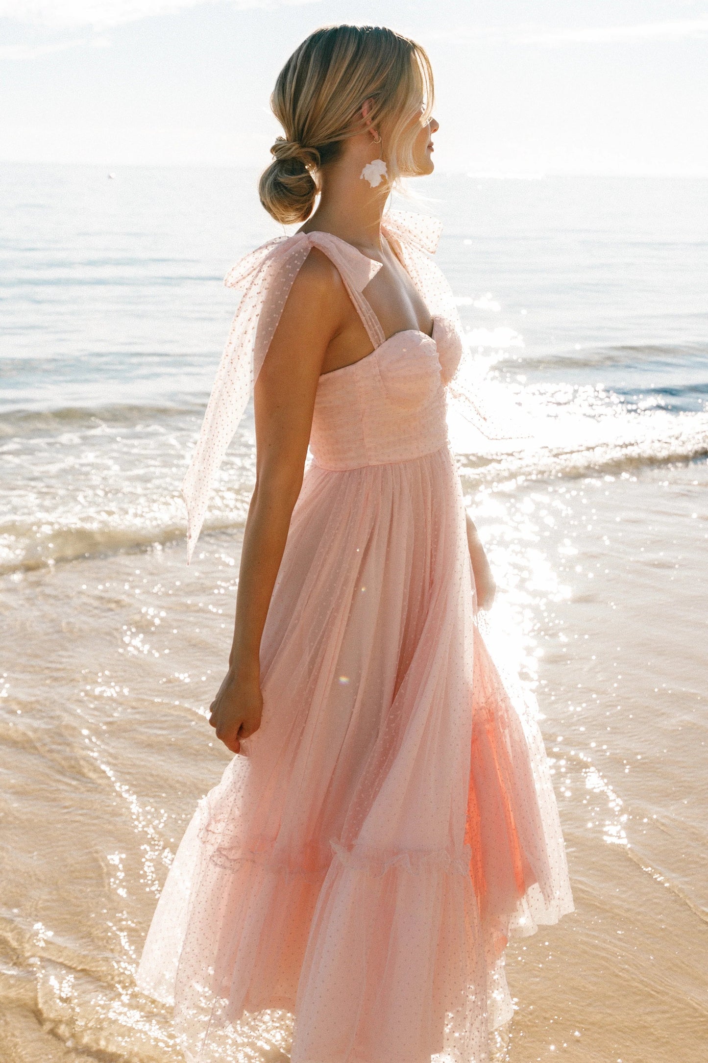 Blossom Chiffon Sweetheart Midi Dress