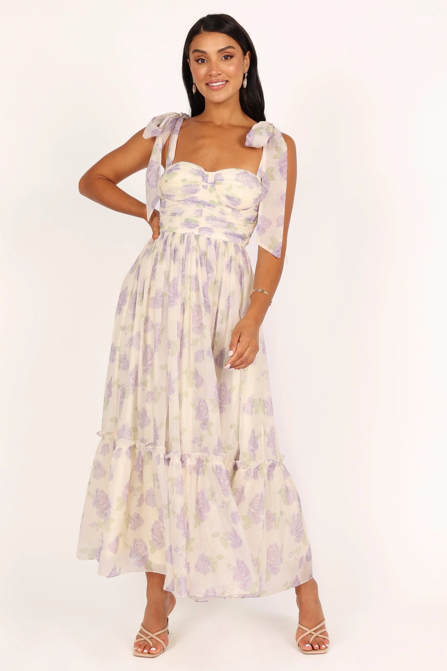 Blossom Chiffon Sweetheart Midi Dress