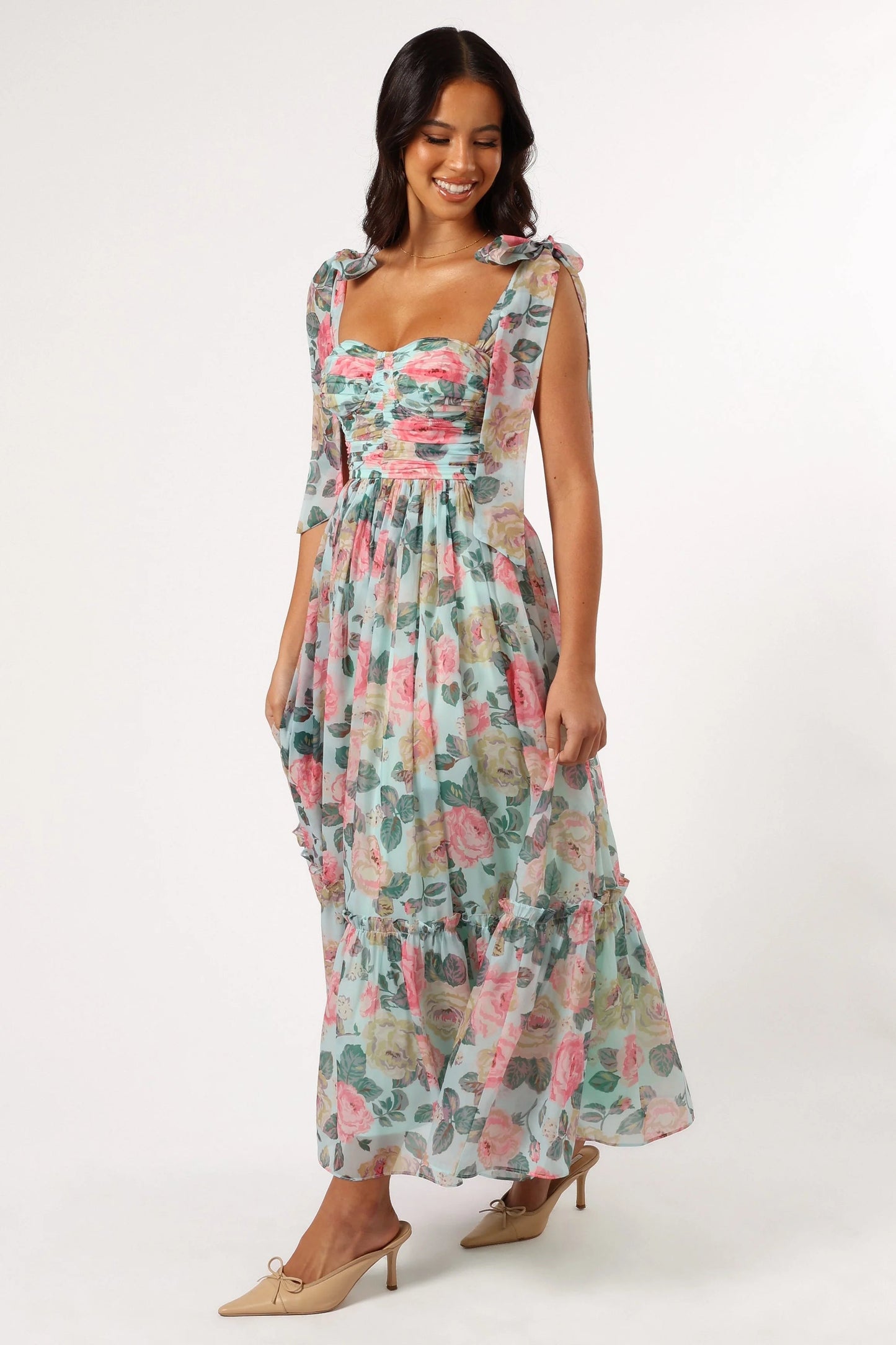 Blossom Chiffon Sweetheart Midi Dress