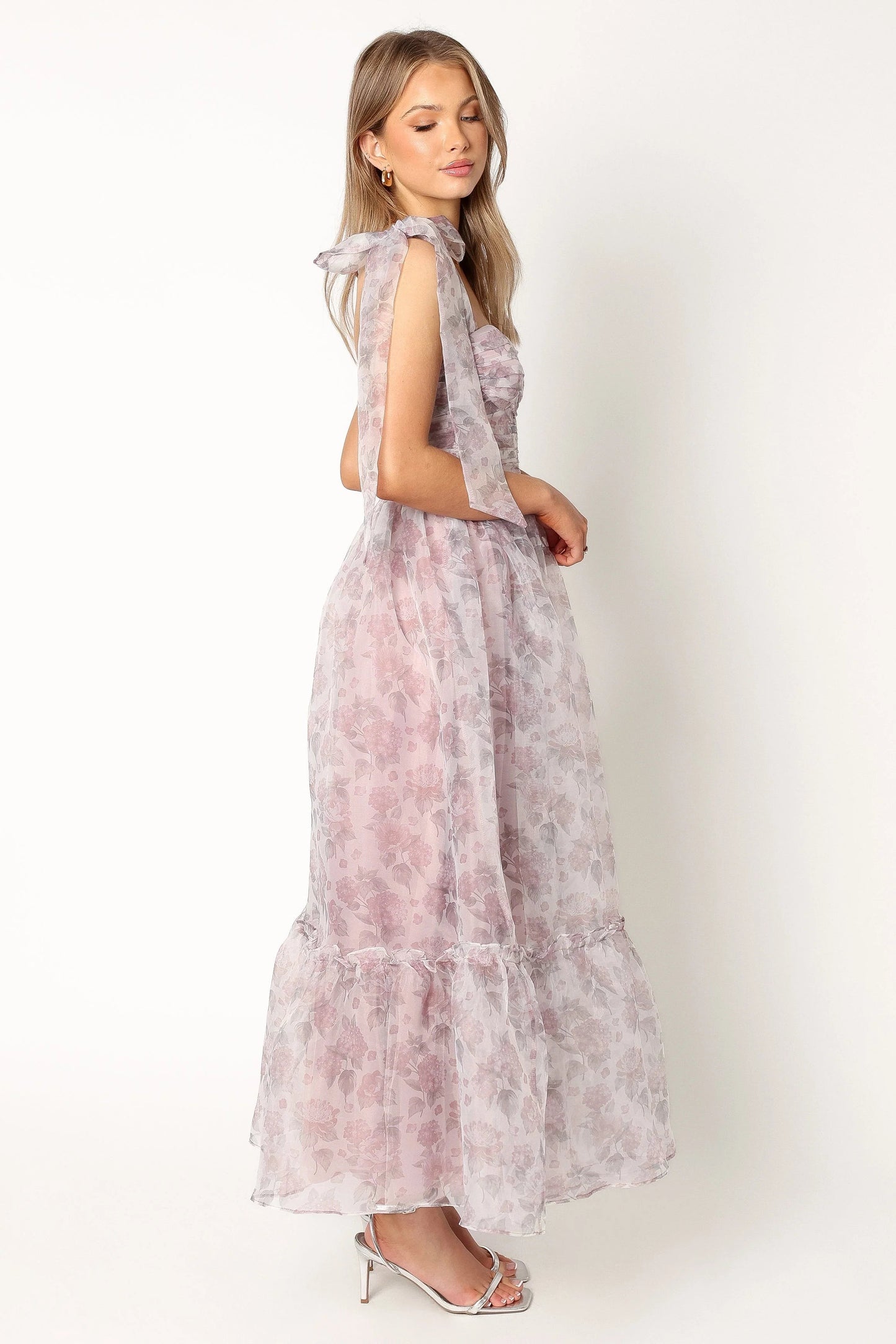 Blossom Chiffon Sweetheart Midi Dress