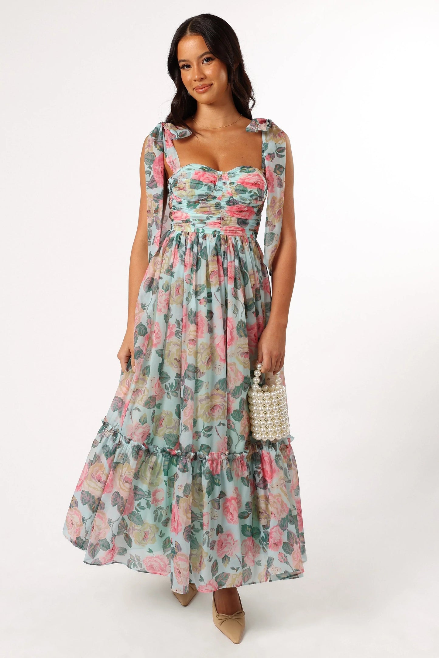 Blossom Chiffon Sweetheart Midi Dress