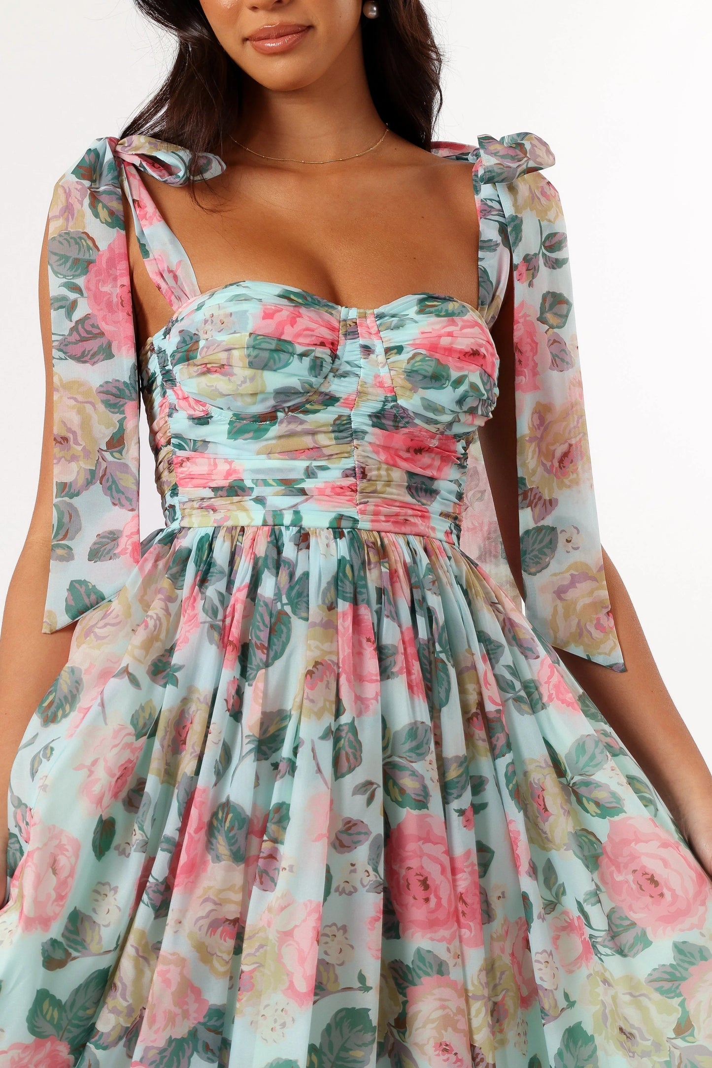 Blossom Chiffon Sweetheart Midi Dress