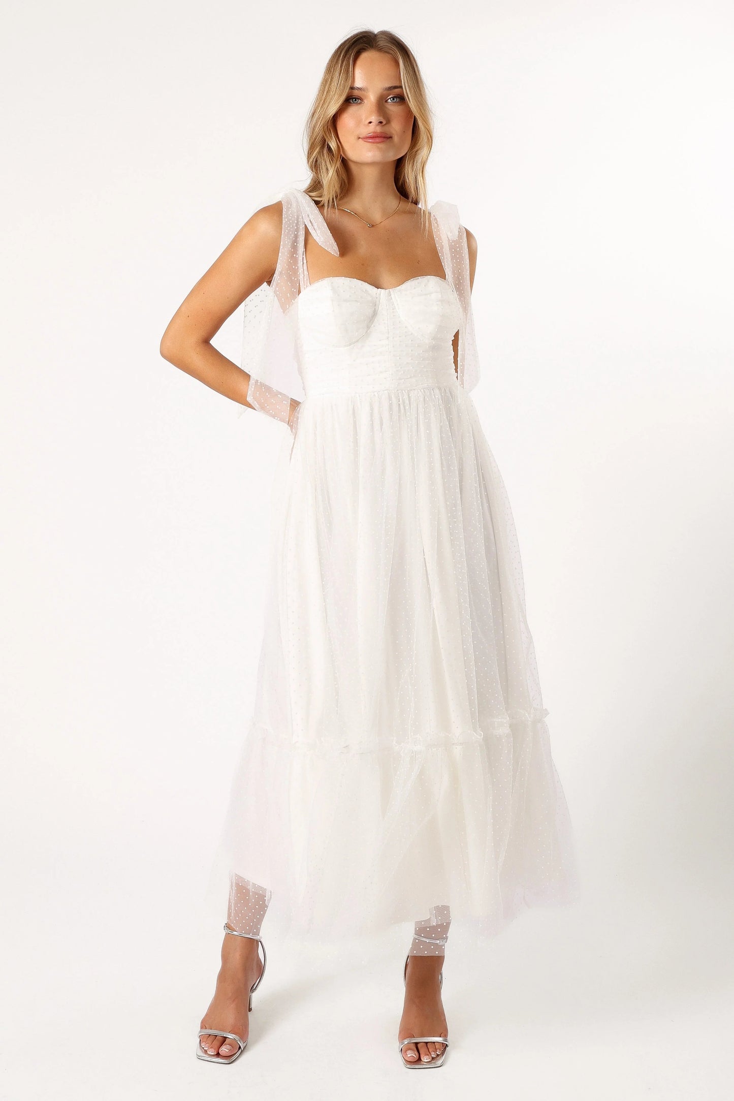 Blossom Chiffon Sweetheart Midi Dress