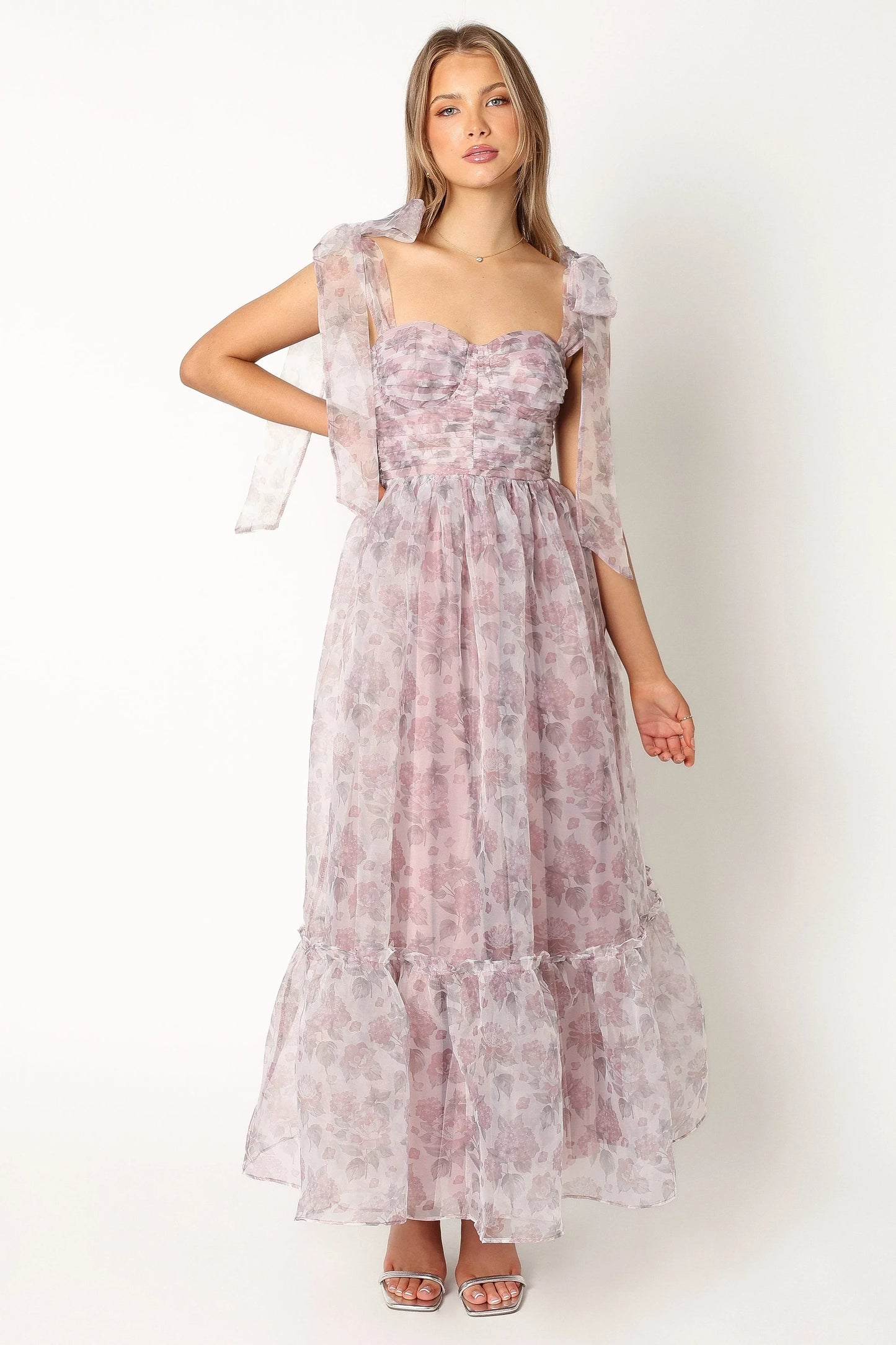 Blossom Chiffon Sweetheart Midi Dress