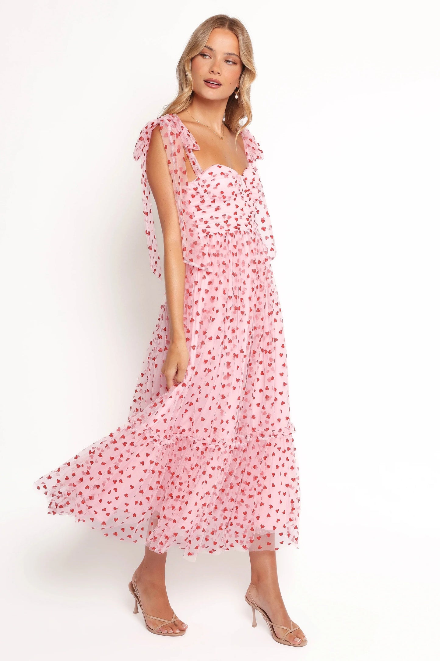 Blossom Chiffon Sweetheart Midi Dress