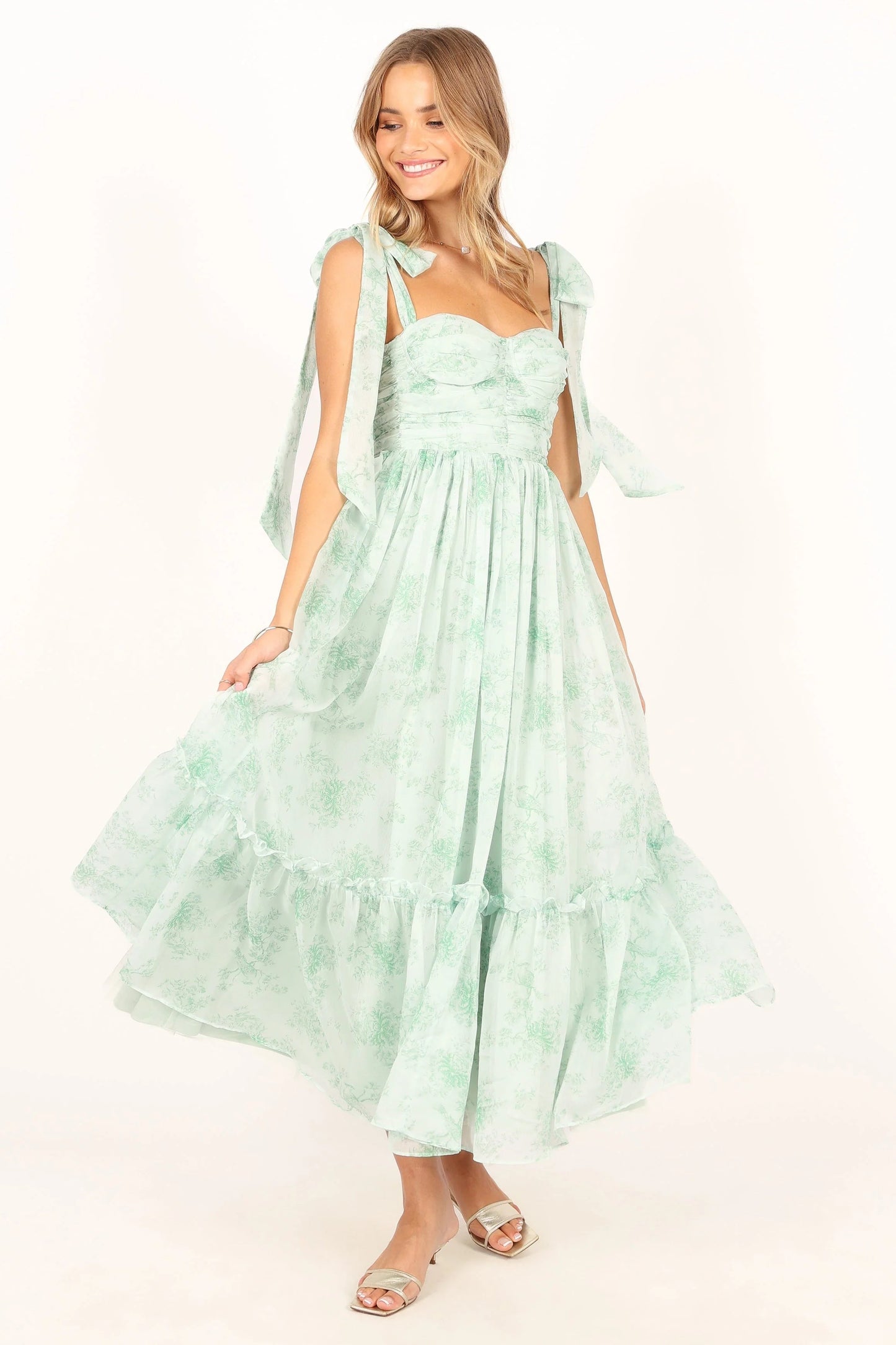 Blossom Chiffon Sweetheart Midi Dress