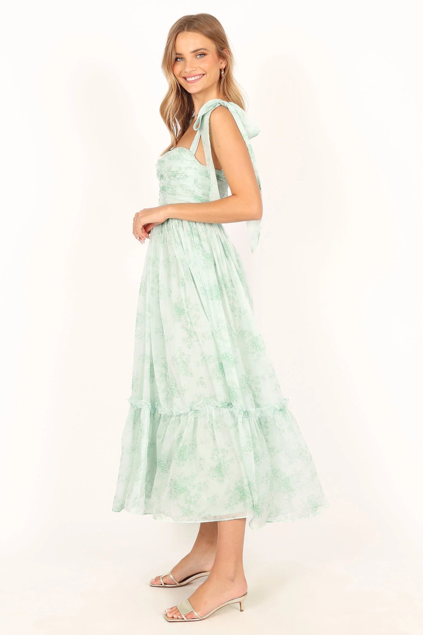 Blossom Chiffon Sweetheart Midi Dress