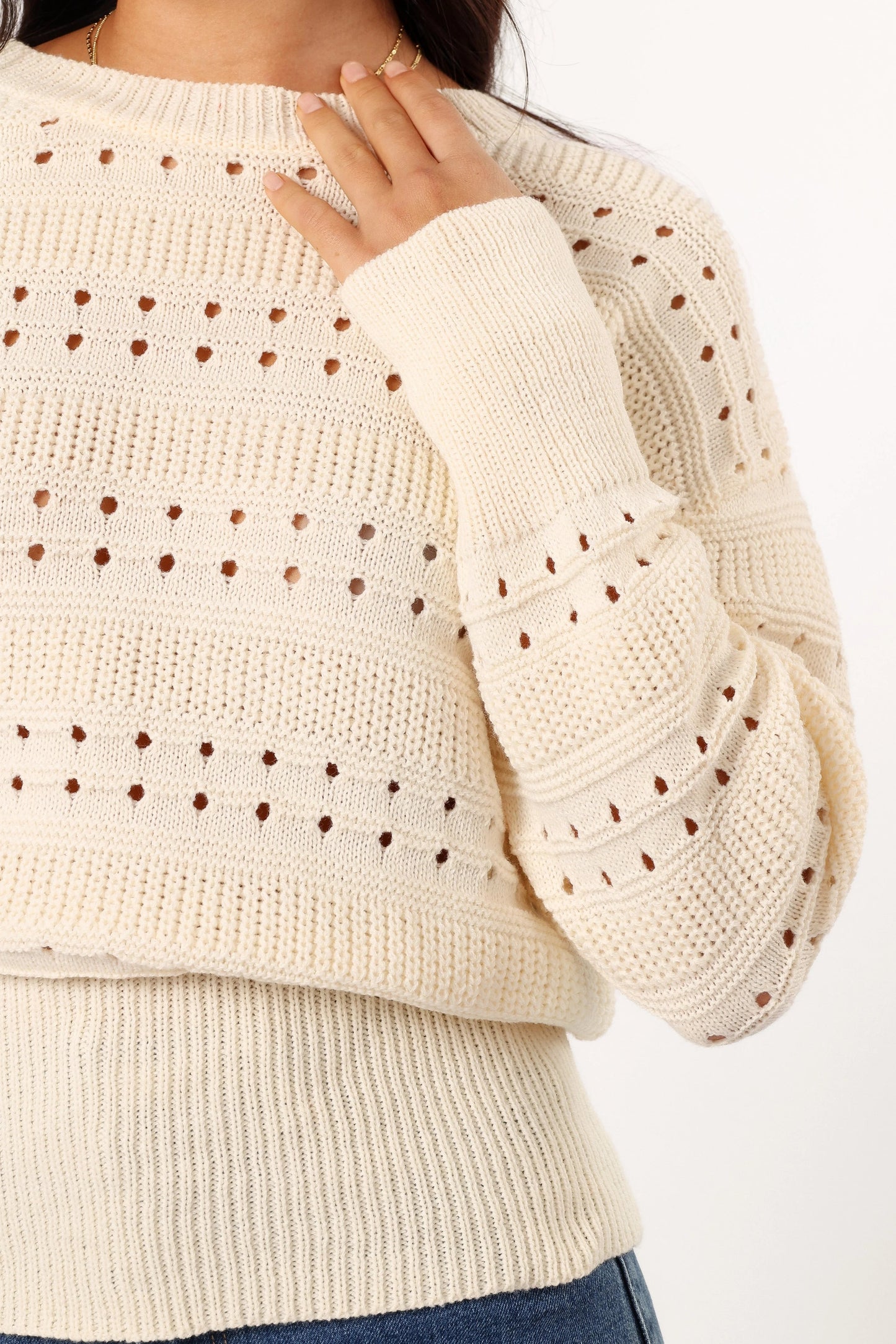Cable-Stripe Knit Sweater