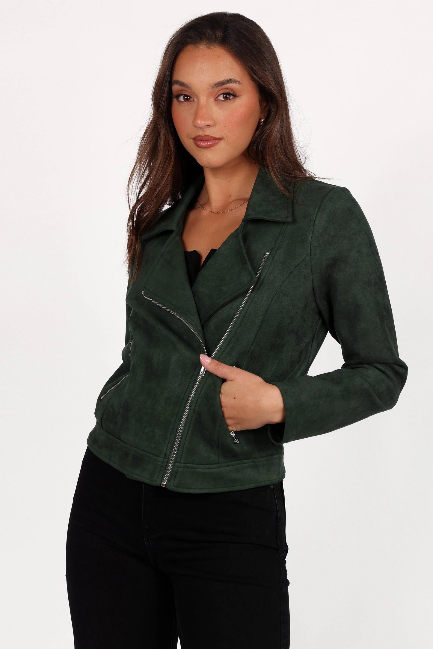 Faux Suede Moto Jacket