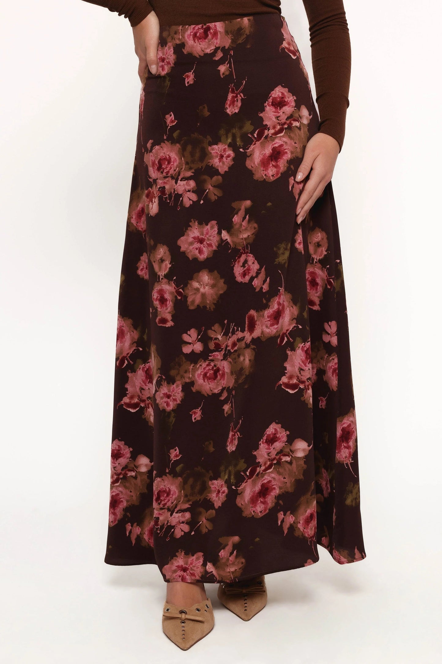 Floral A-Line Midi Skirt