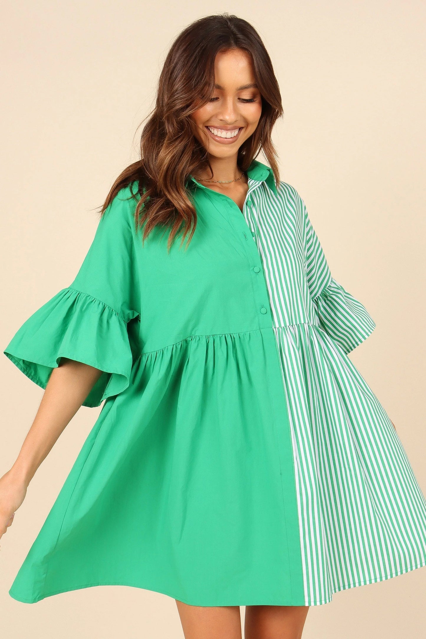 Frilled Collar Mini Dress