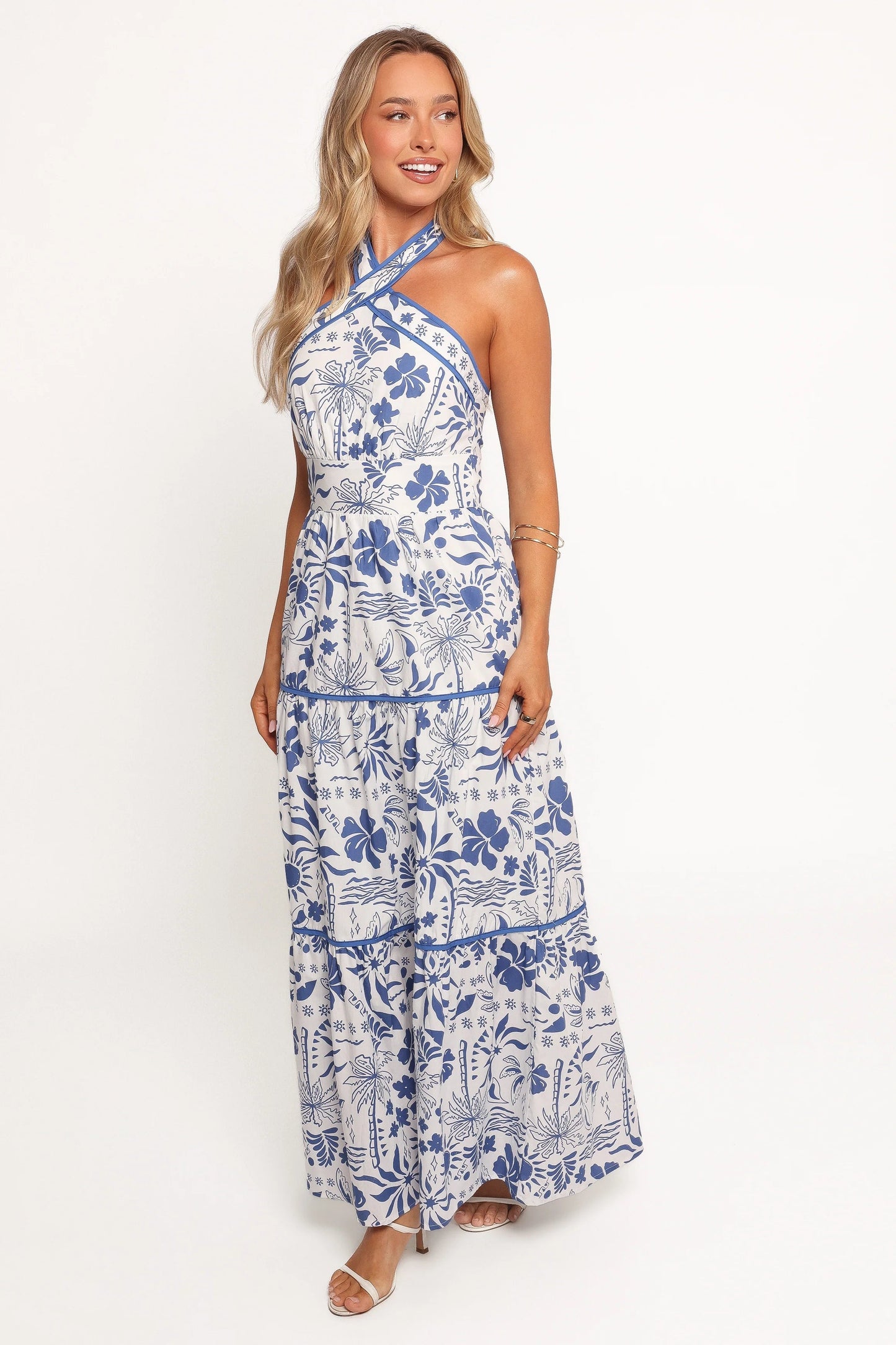 Halterneck Tiered Maxi Dress