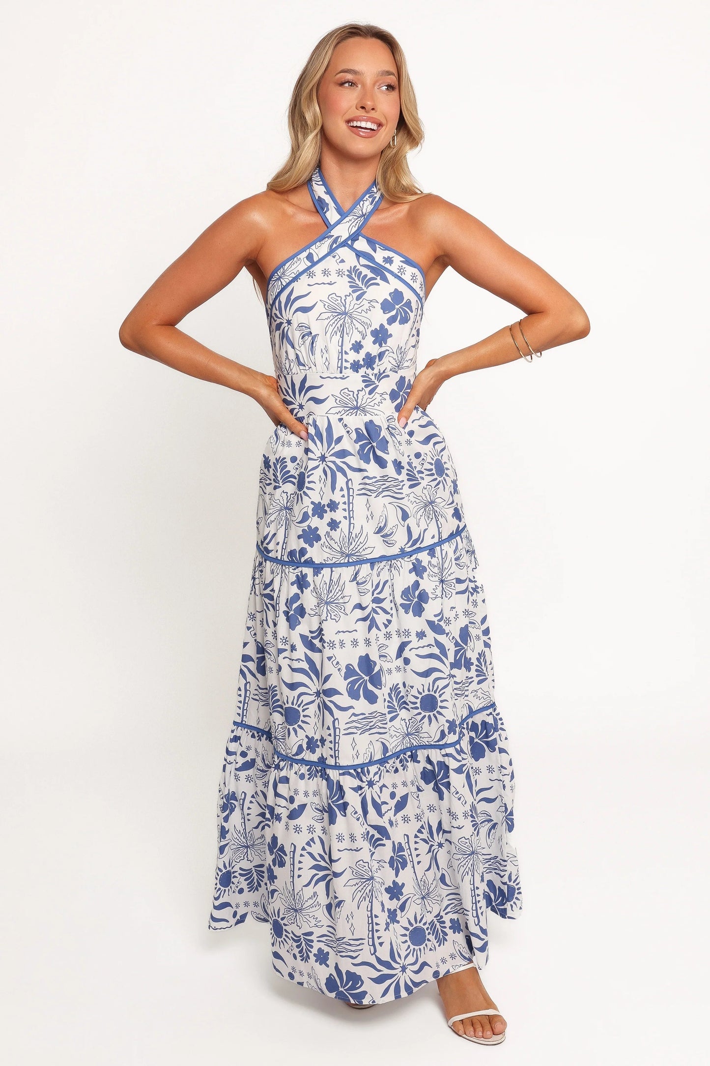 Halterneck Tiered Maxi Dress