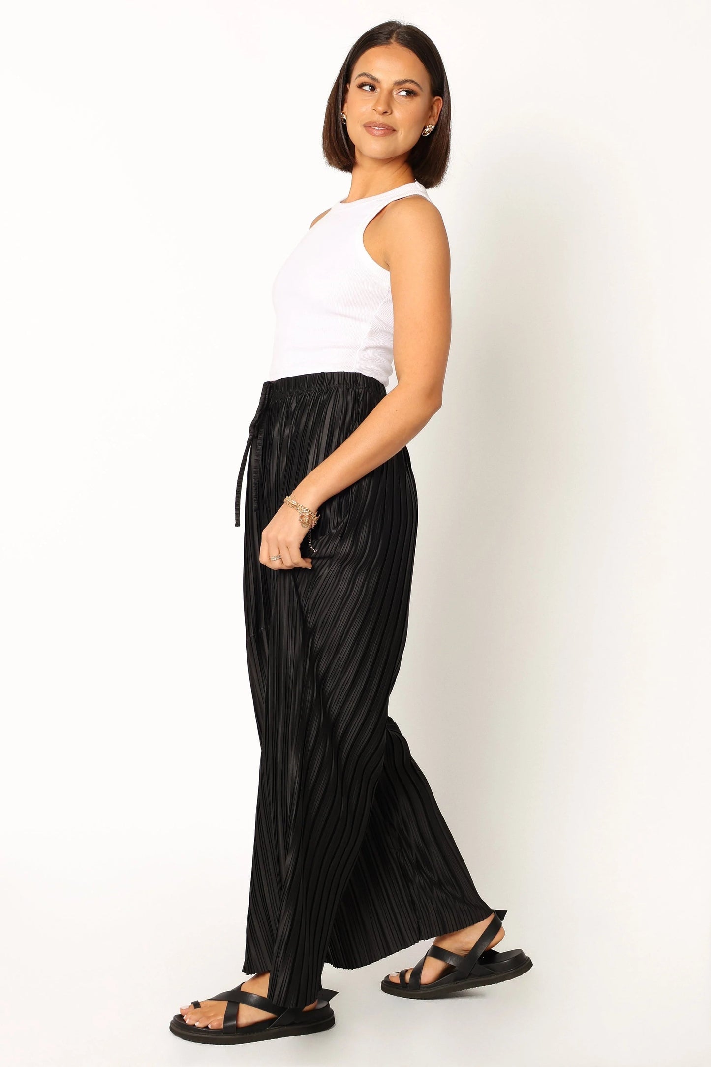 High-Waisted Pleated Wide-Leg Pants