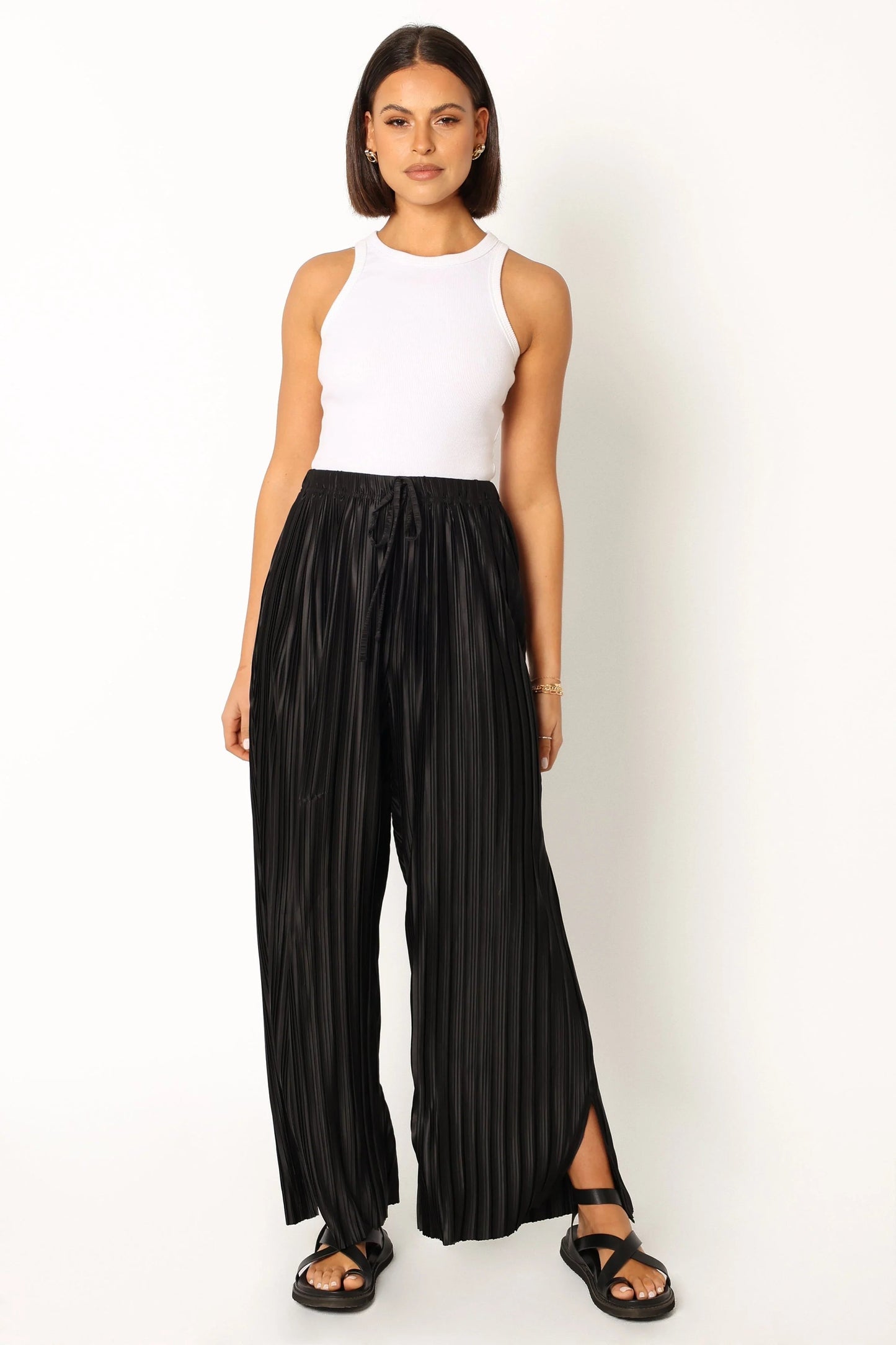High-Waisted Pleated Wide-Leg Pants