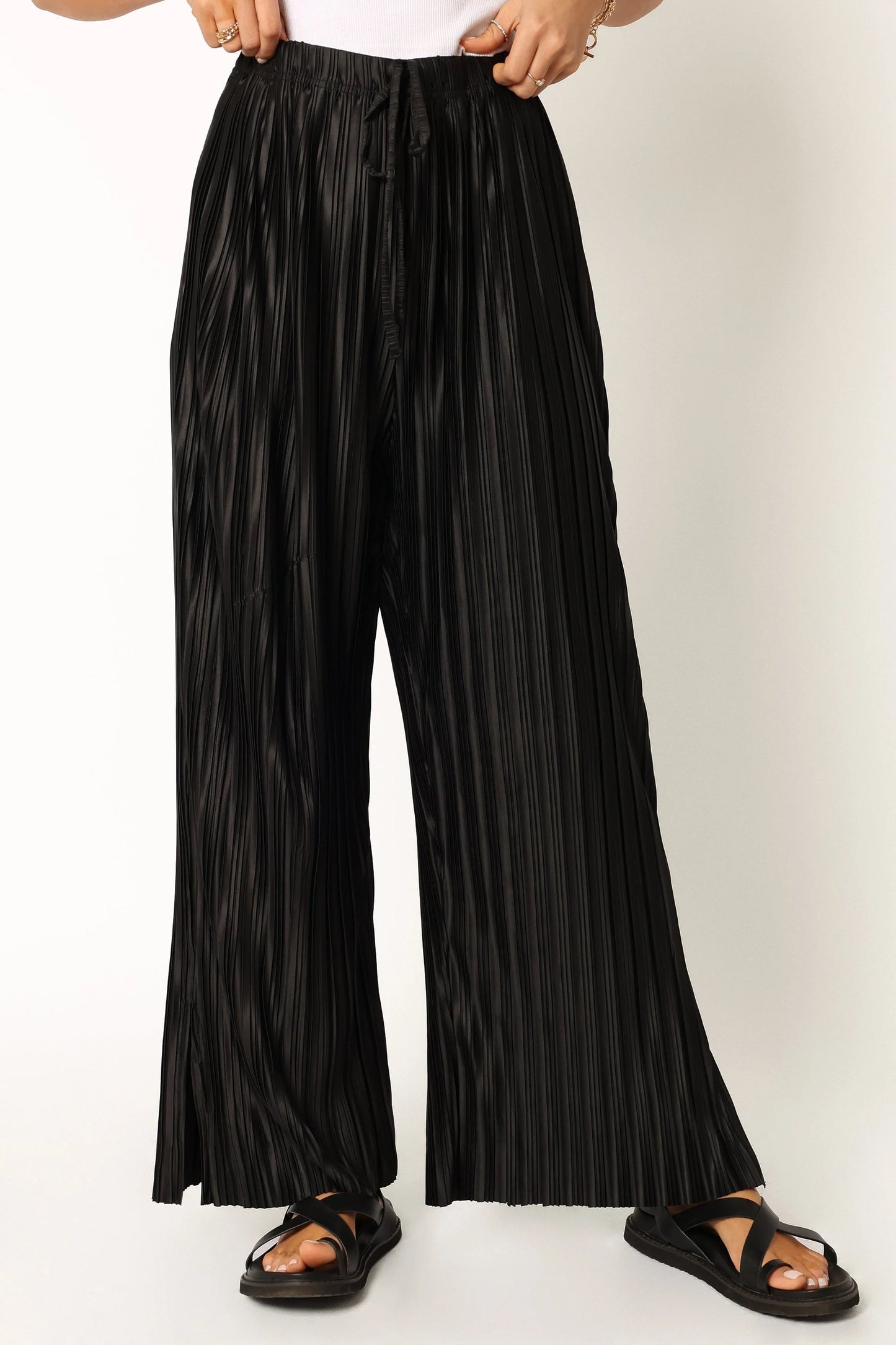 High-Waisted Pleated Wide-Leg Pants