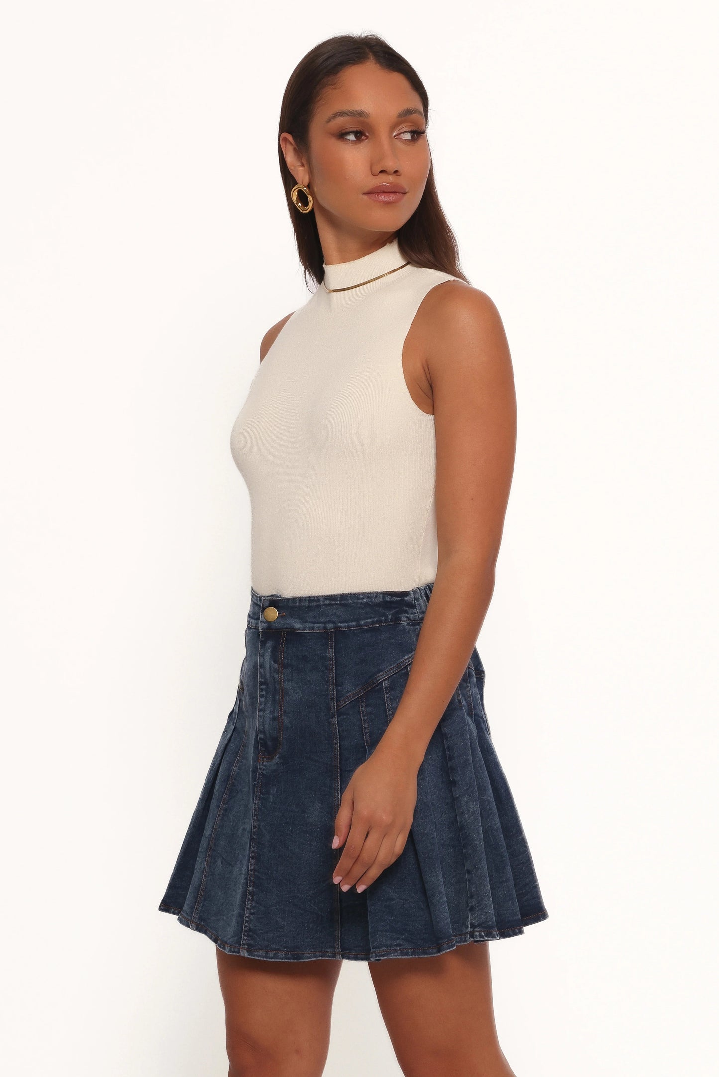 Pleated Mini Skirt with Side Detail