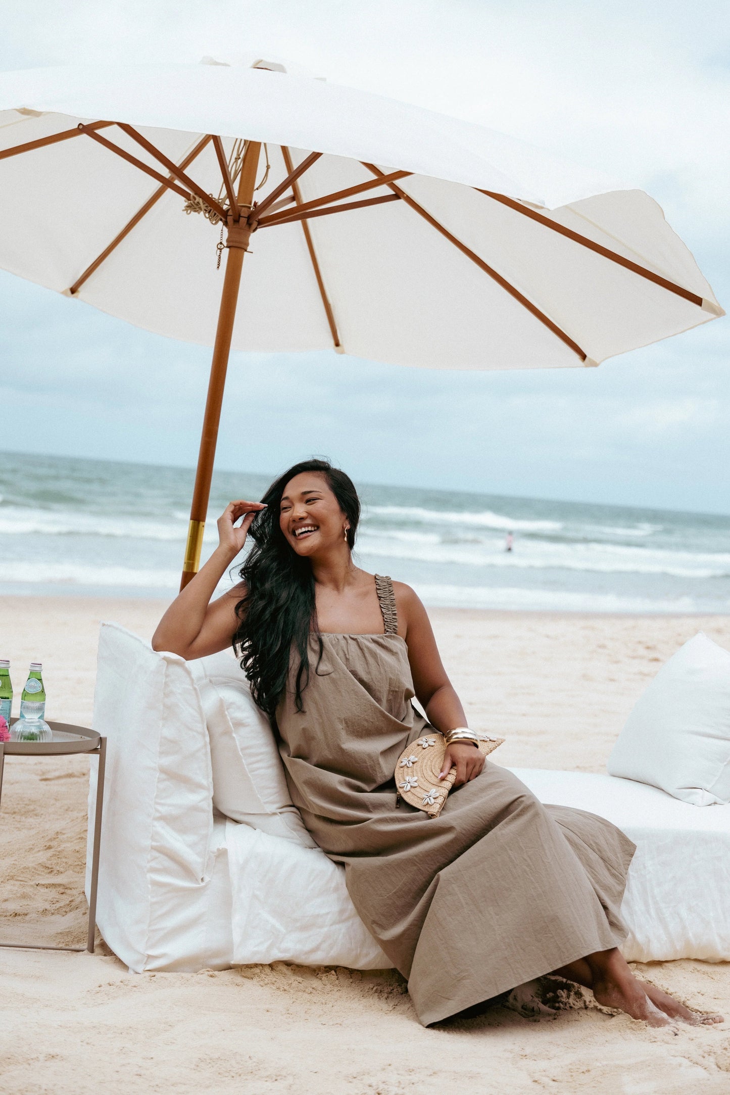 Shift-Style Straight-Neck Maxi Dress