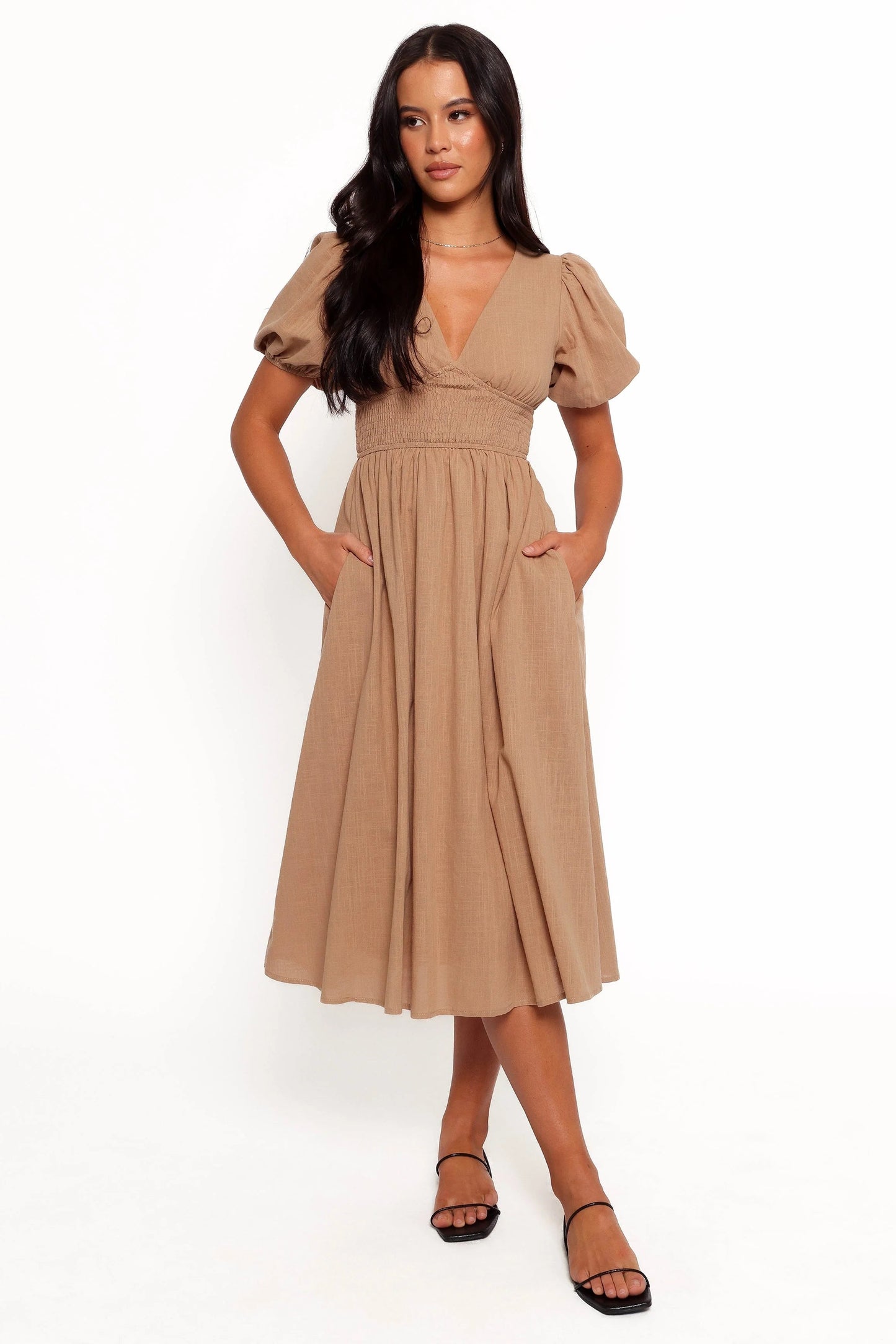Shirred Romance Midi Dress