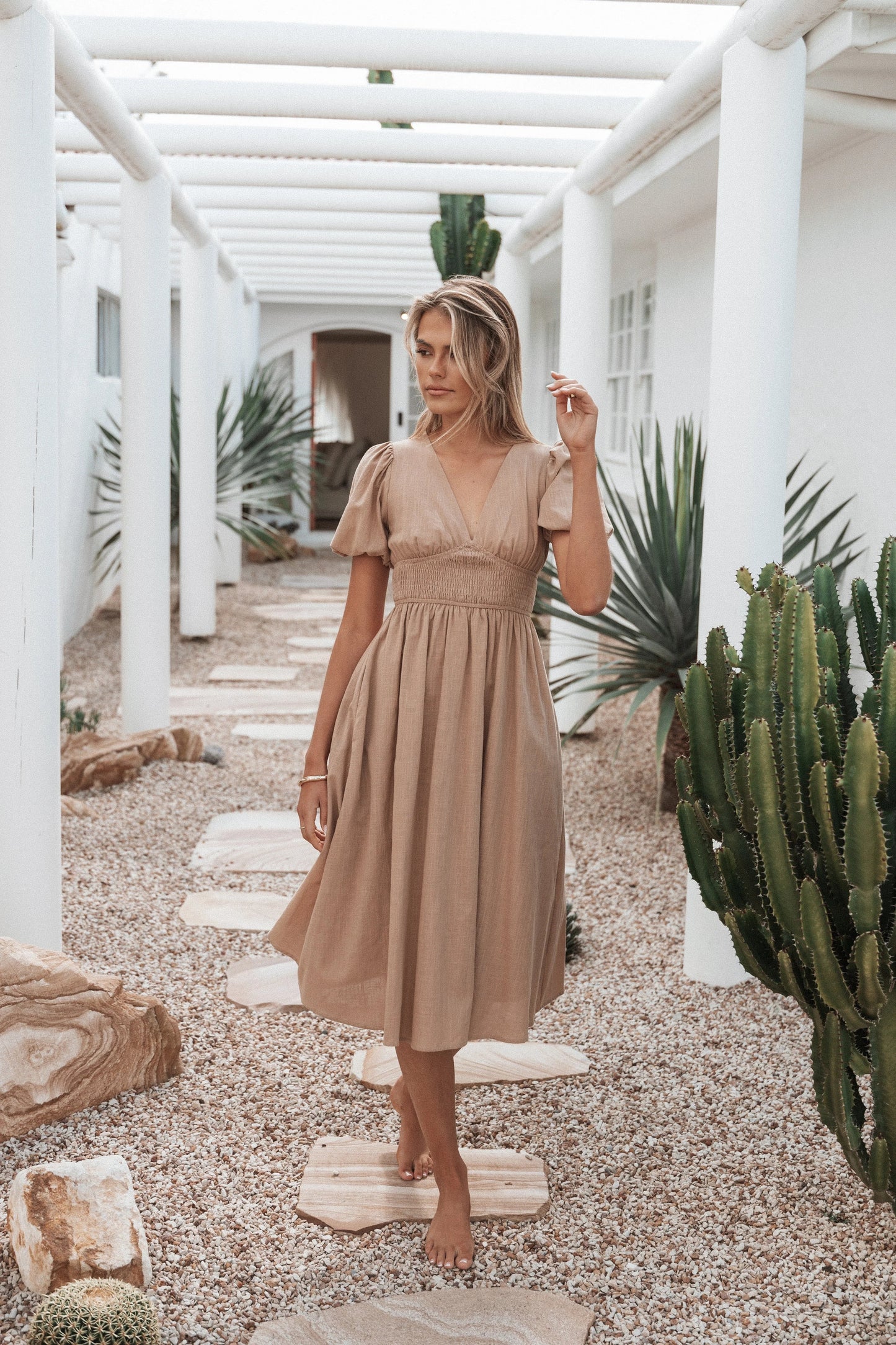 Shirred Romance Midi Dress