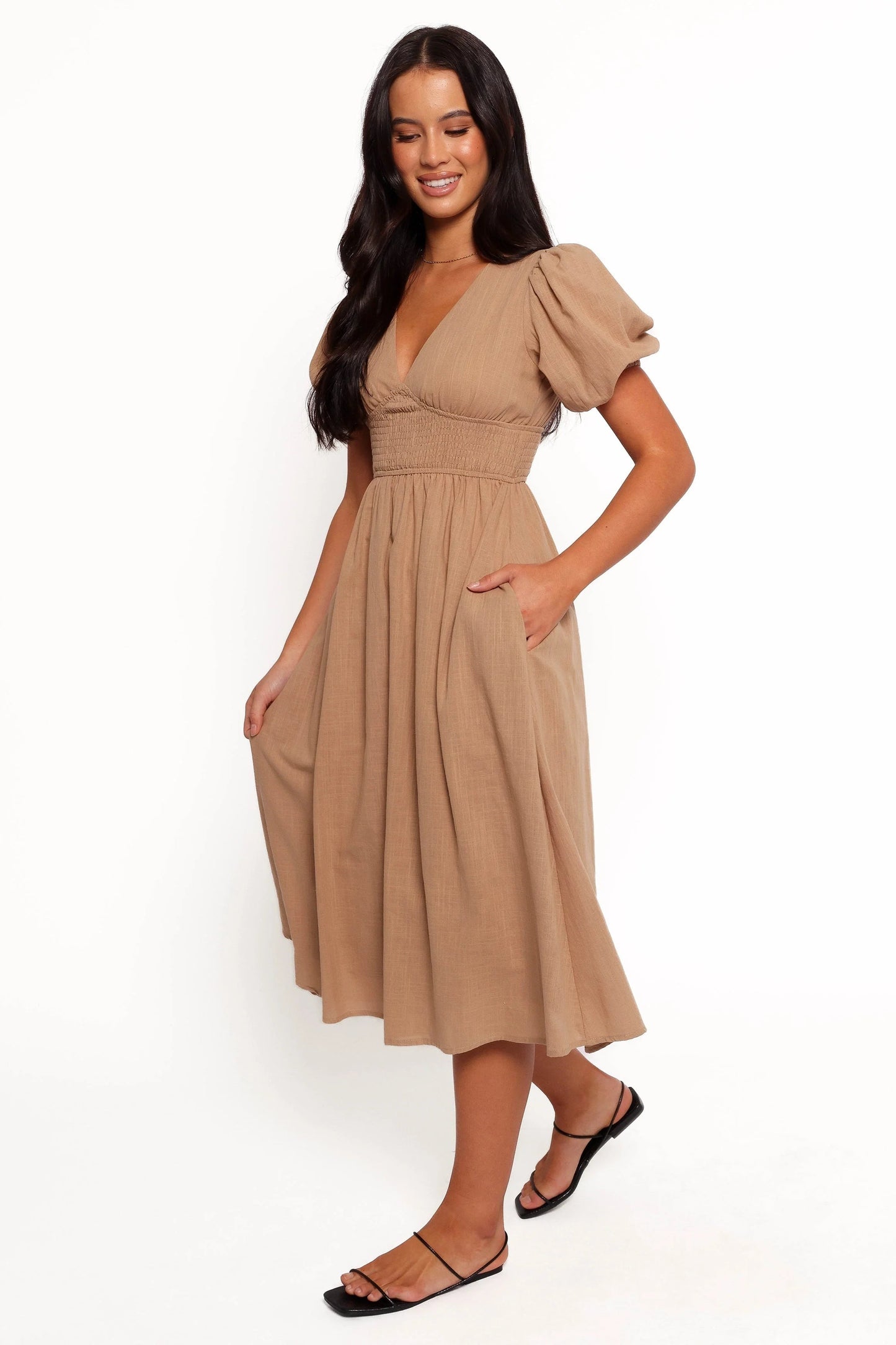 Shirred Romance Midi Dress