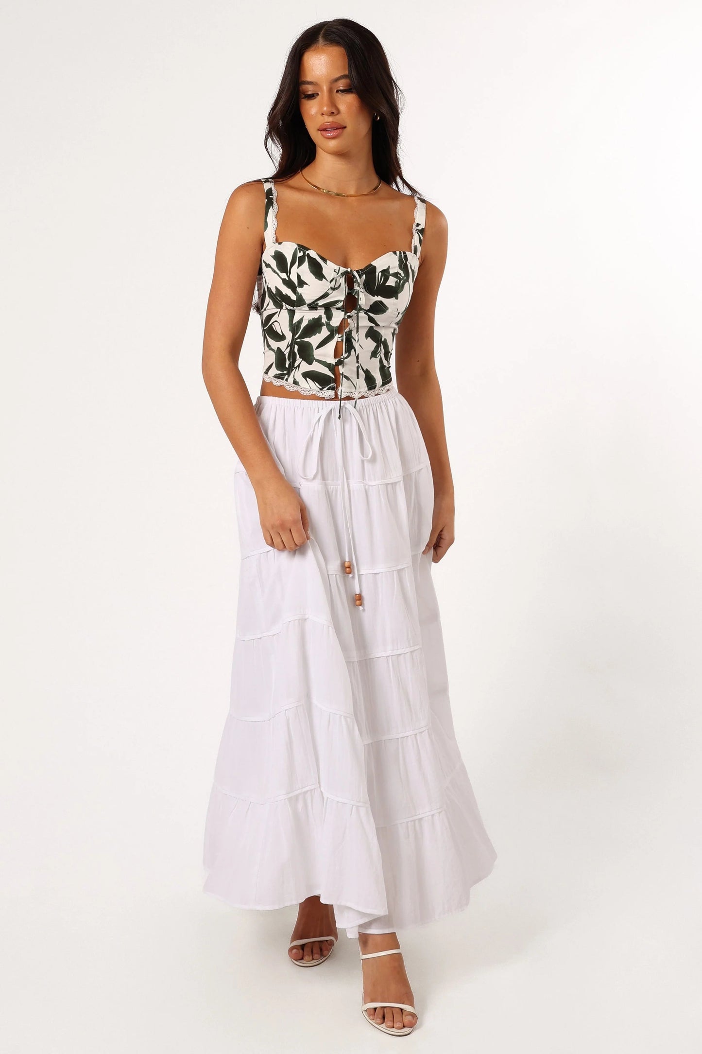 Anaisa Sweetheart Lace-Trim Crop Top