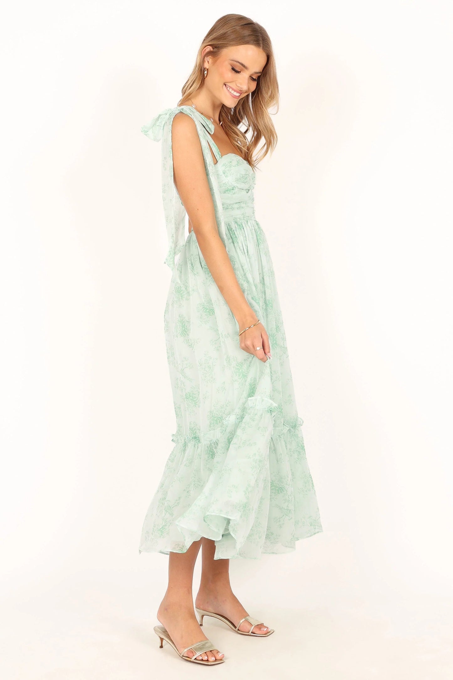 Blossom Chiffon Sweetheart Midi Dress