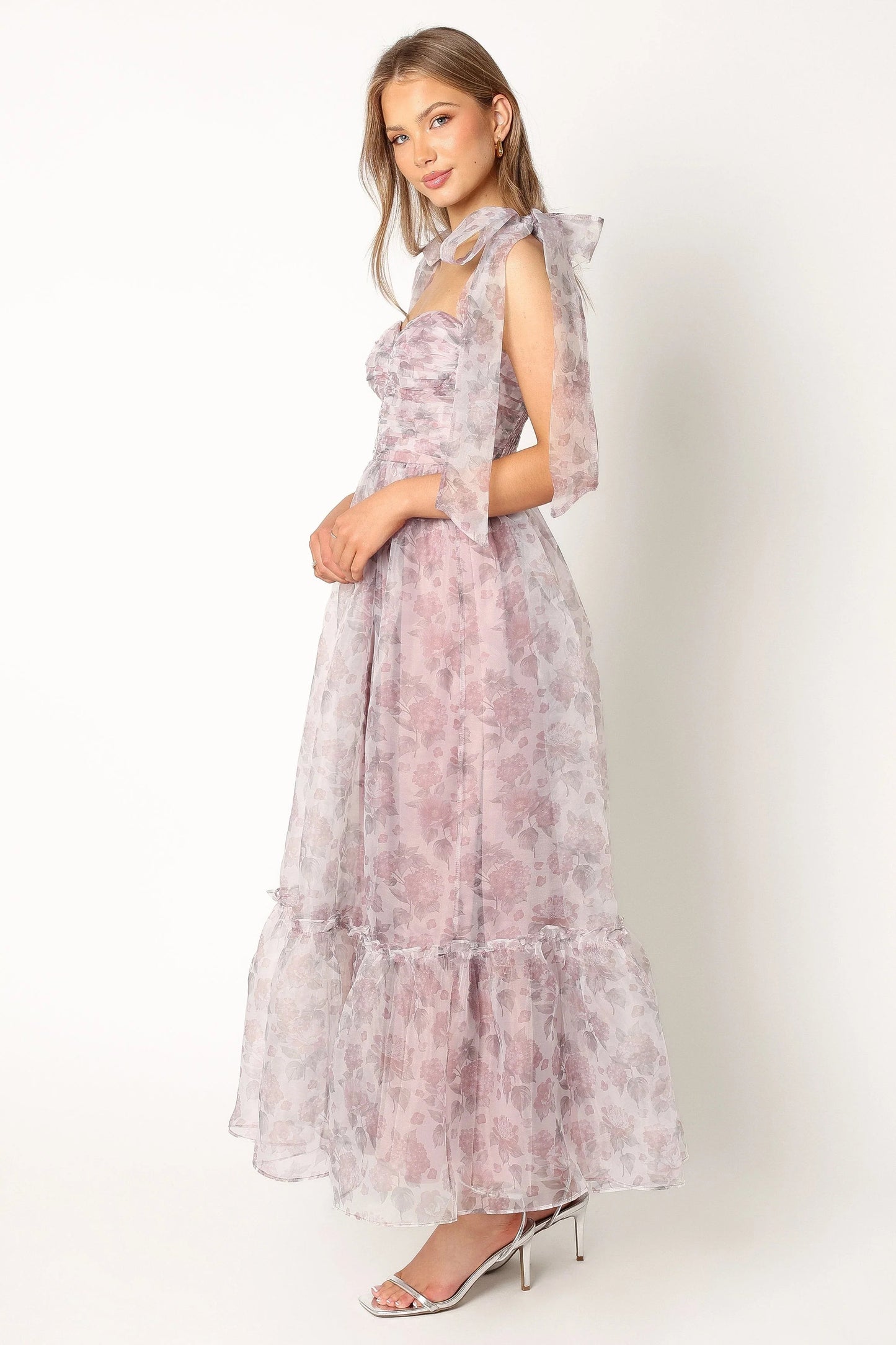 Blossom Chiffon Sweetheart Midi Dress