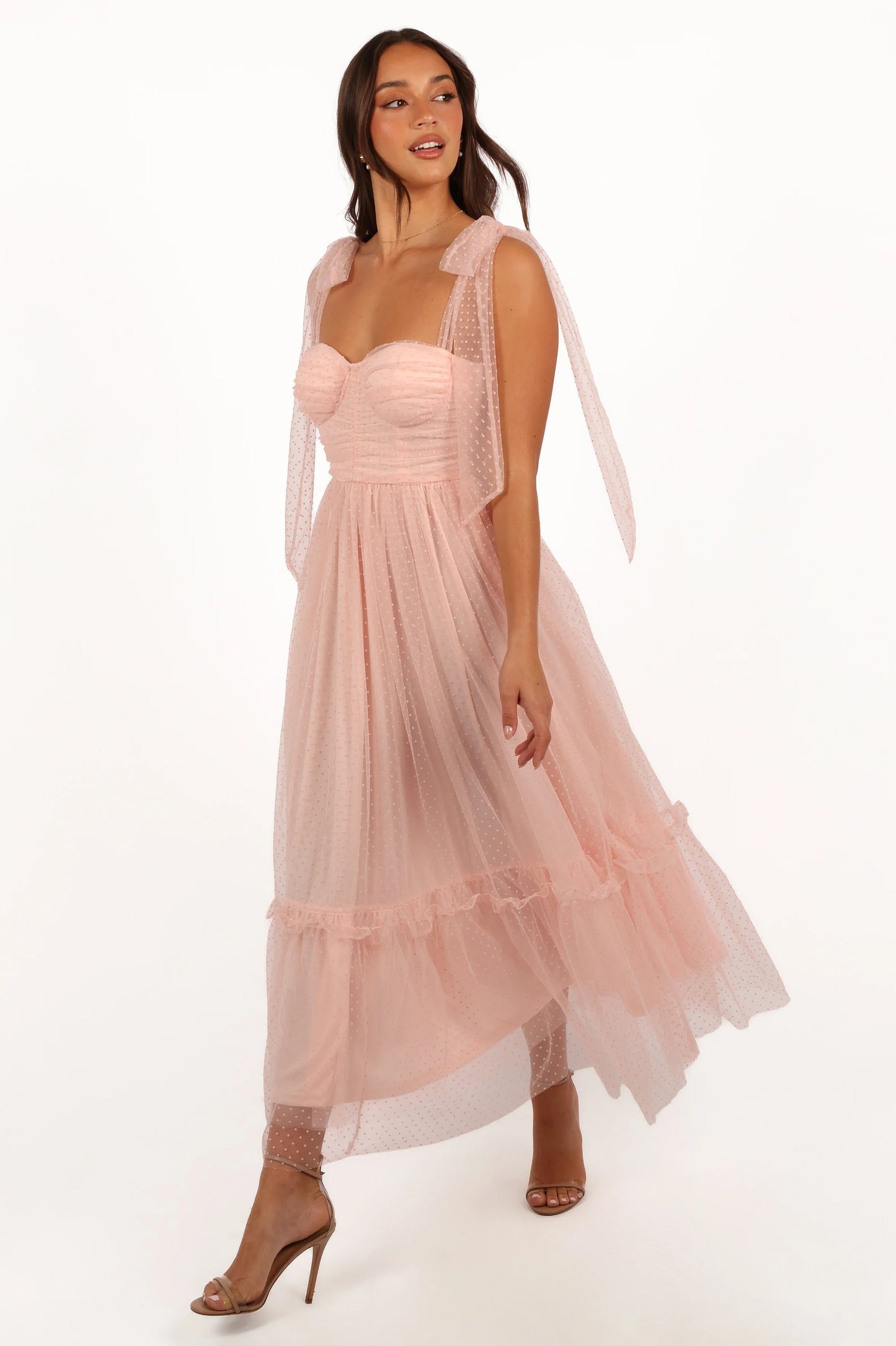 Blossom Chiffon Sweetheart Midi Dress