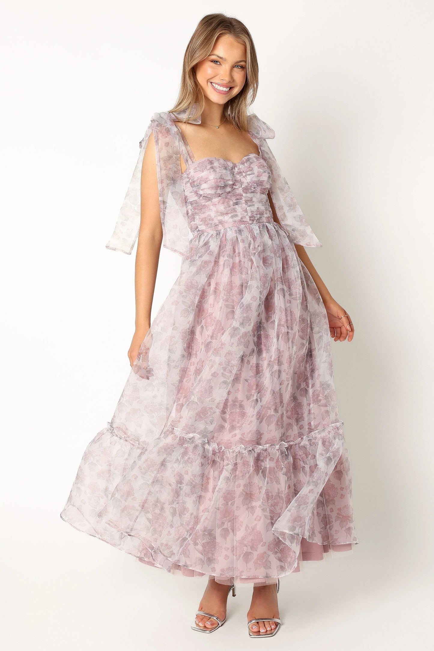 Blossom Chiffon Sweetheart Midi Dress