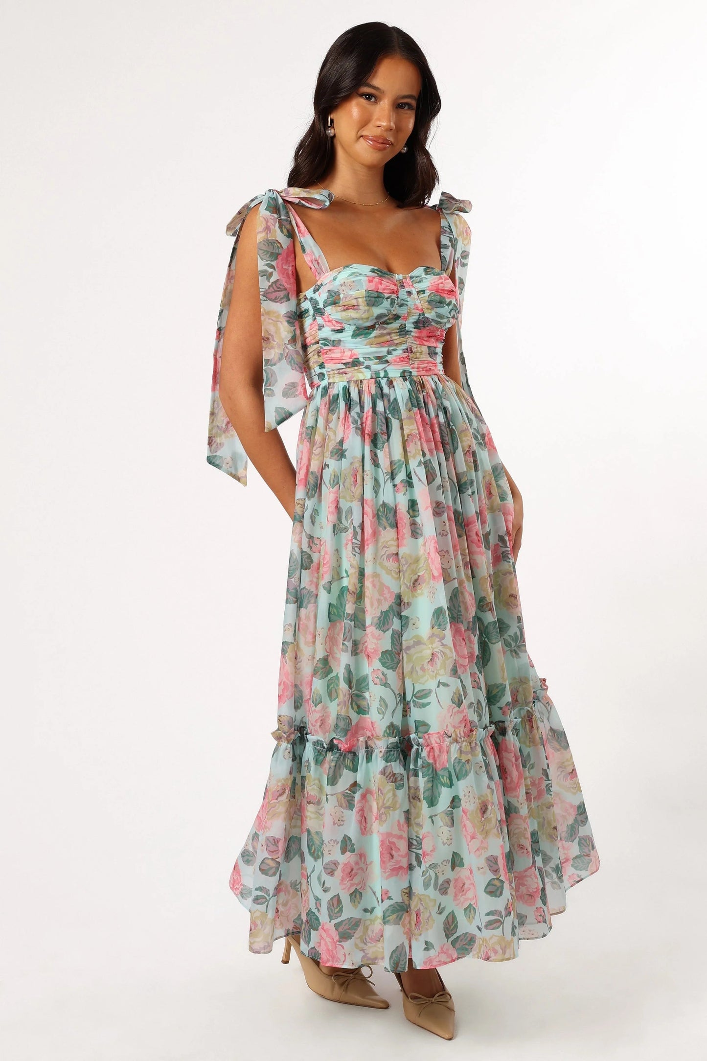Blossom Chiffon Sweetheart Midi Dress