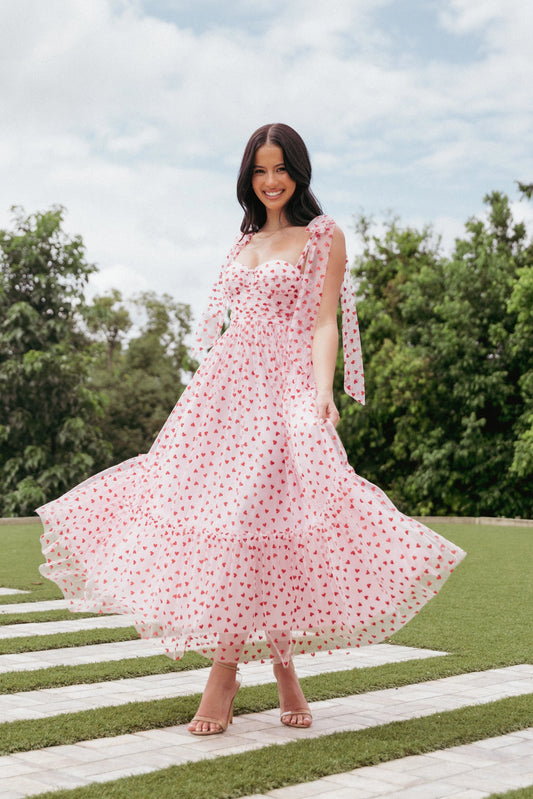 Blossom Chiffon Sweetheart Midi Dress