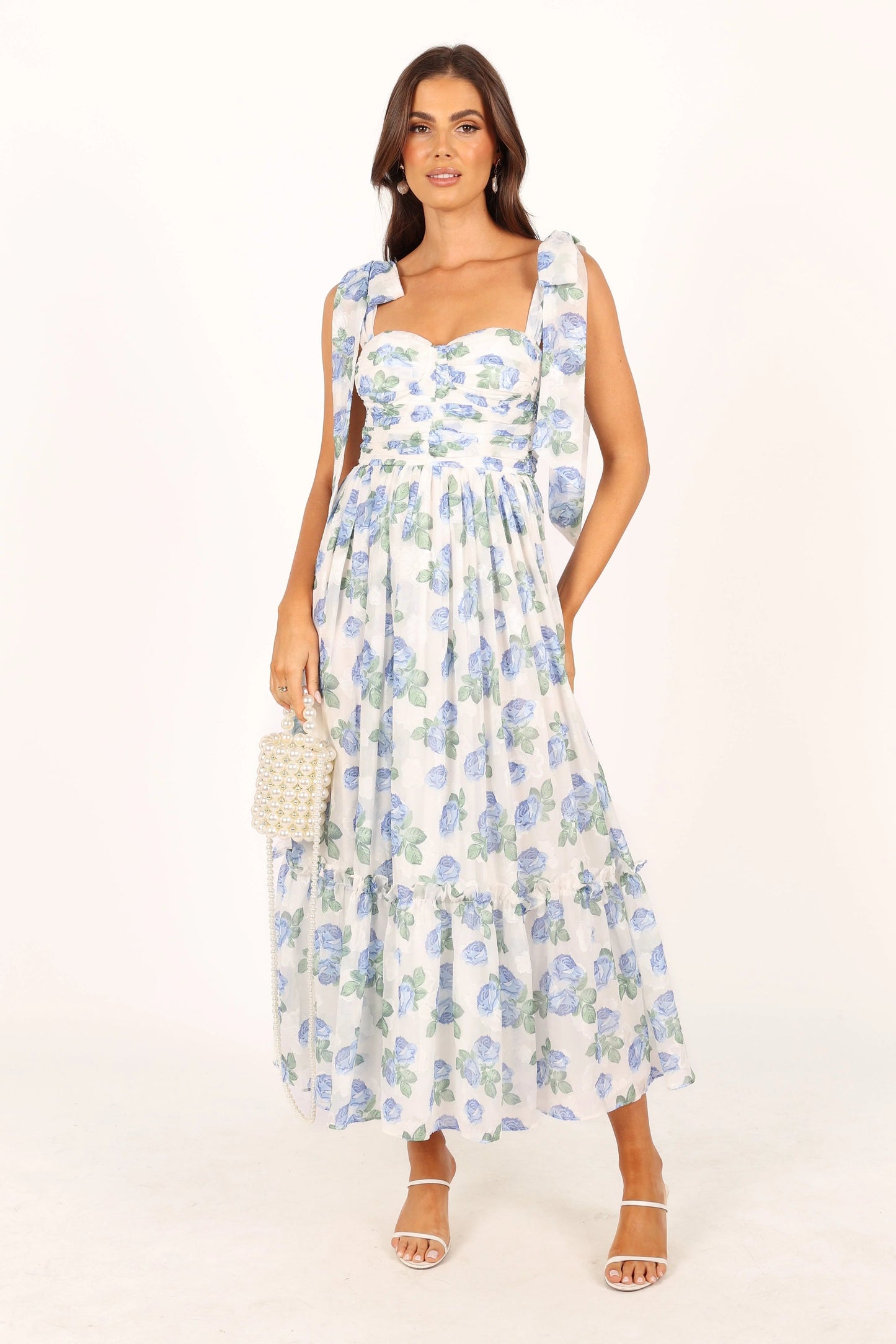 Blossom Chiffon Sweetheart Midi Dress