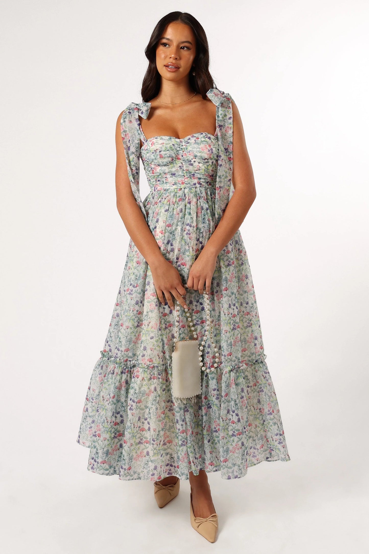 Blossom Chiffon Sweetheart Midi Dress