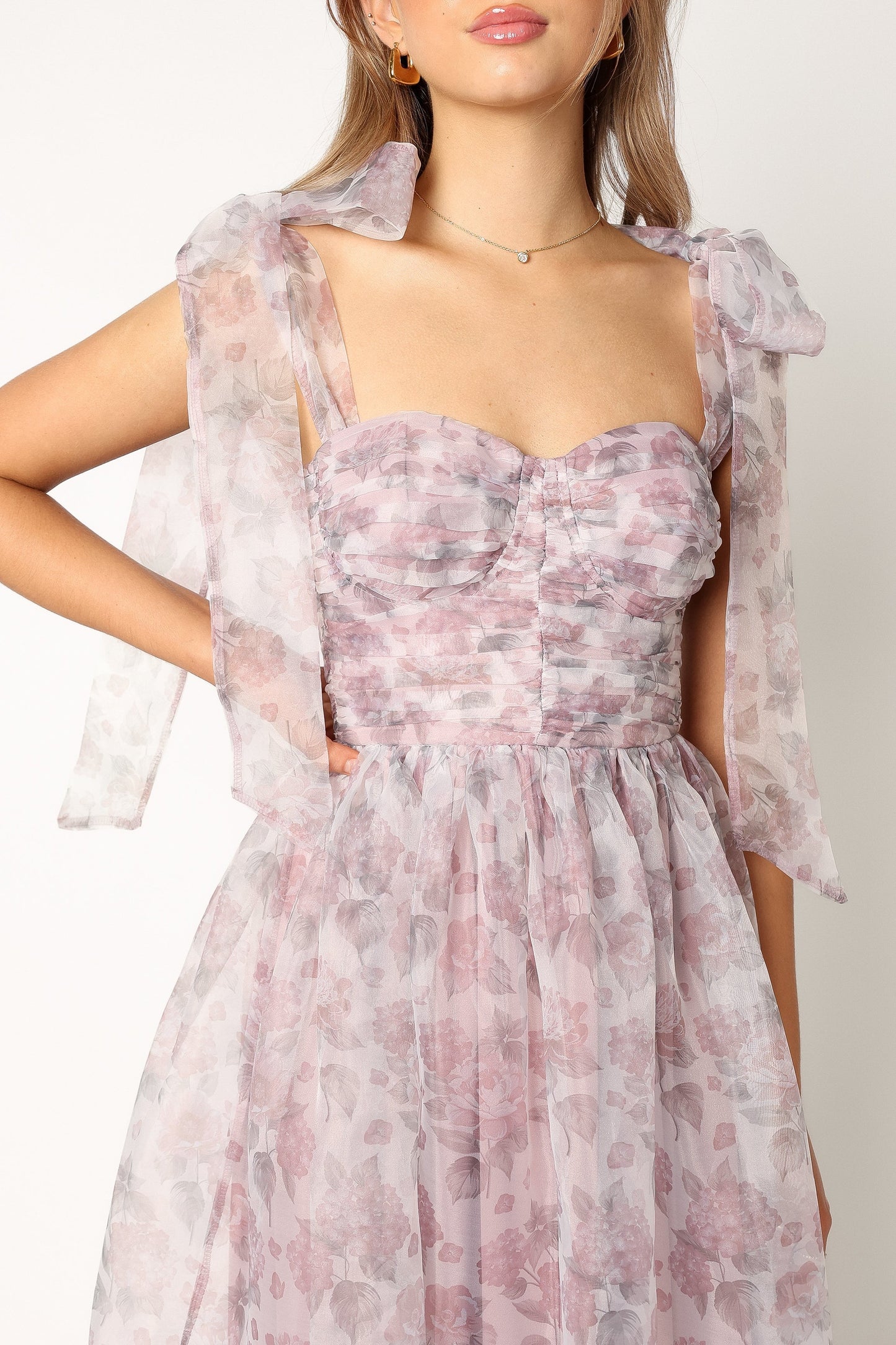Blossom Chiffon Sweetheart Midi Dress