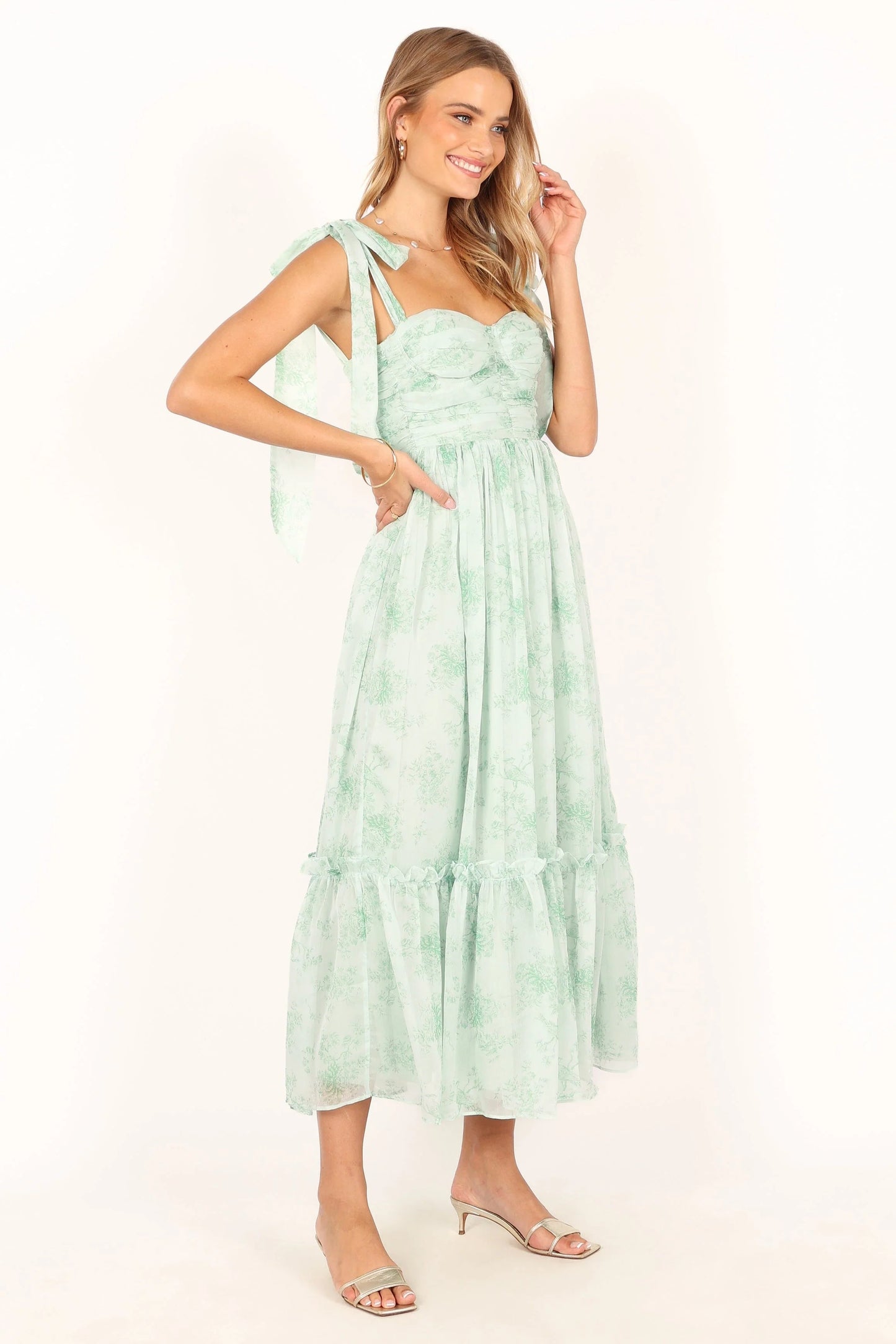 Blossom Chiffon Sweetheart Midi Dress