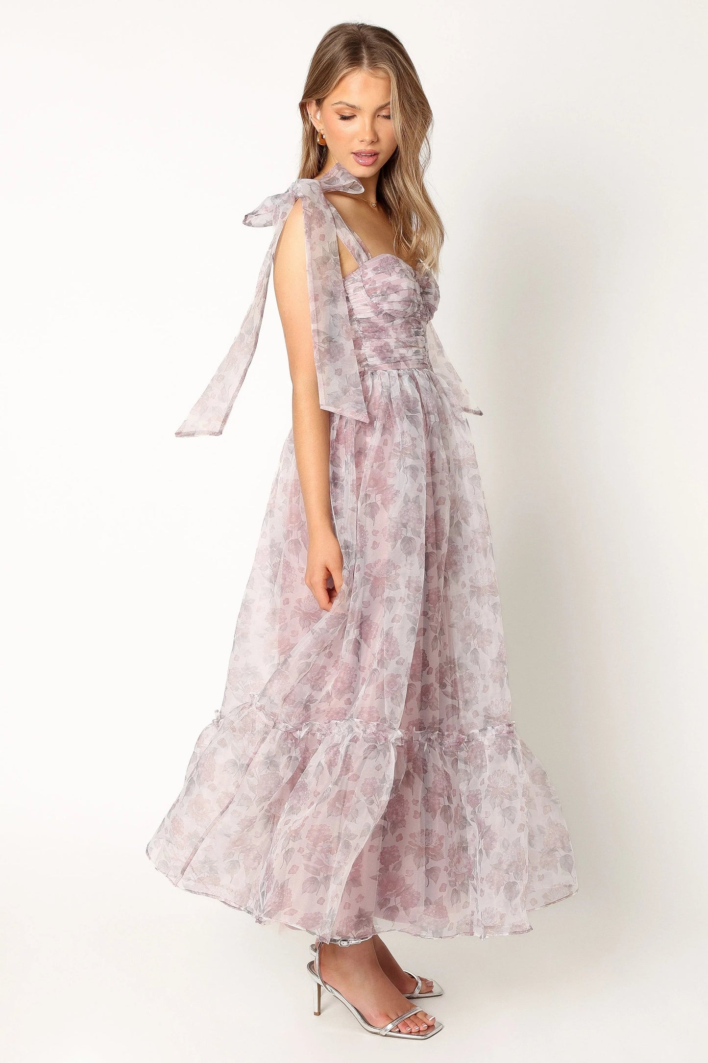Blossom Chiffon Sweetheart Midi Dress