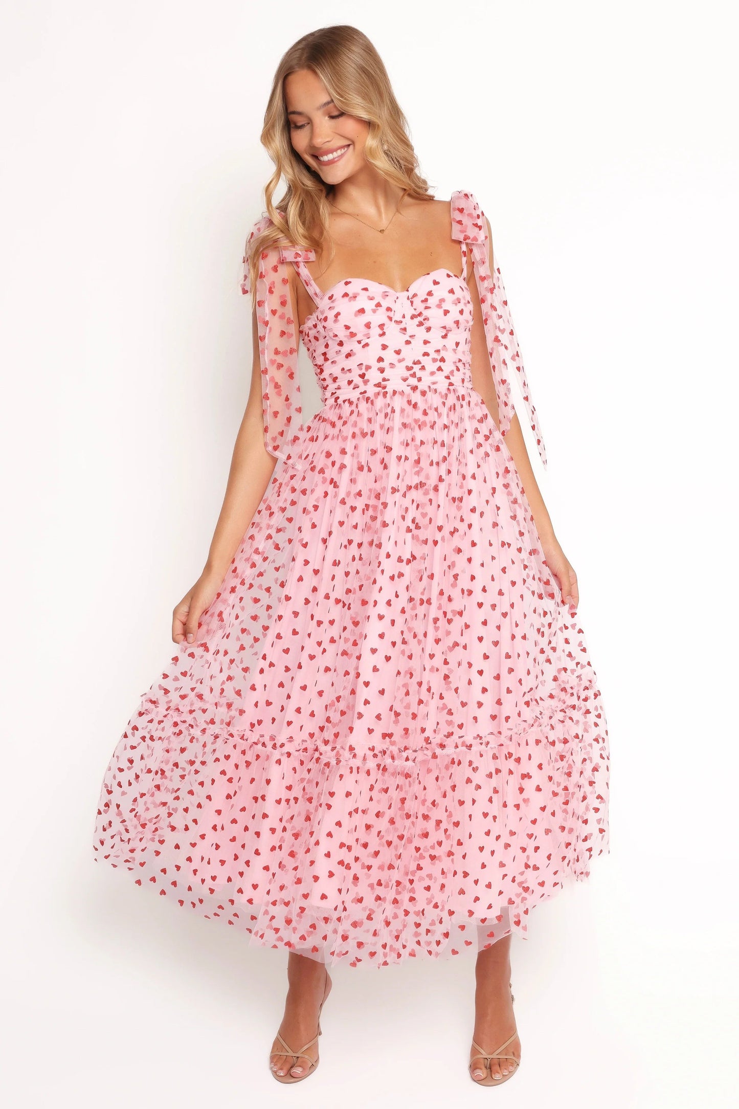 Blossom Chiffon Sweetheart Midi Dress