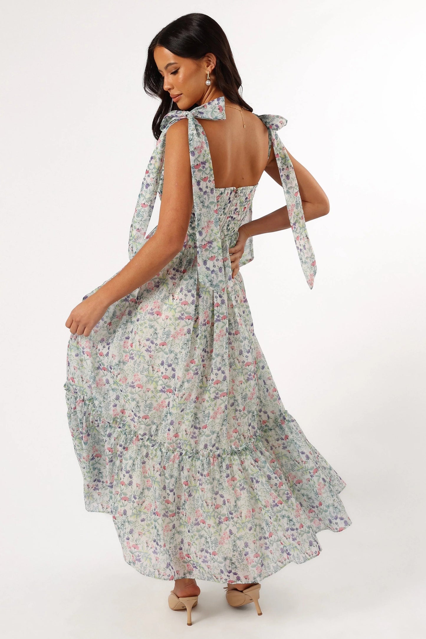 Blossom Chiffon Sweetheart Midi Dress
