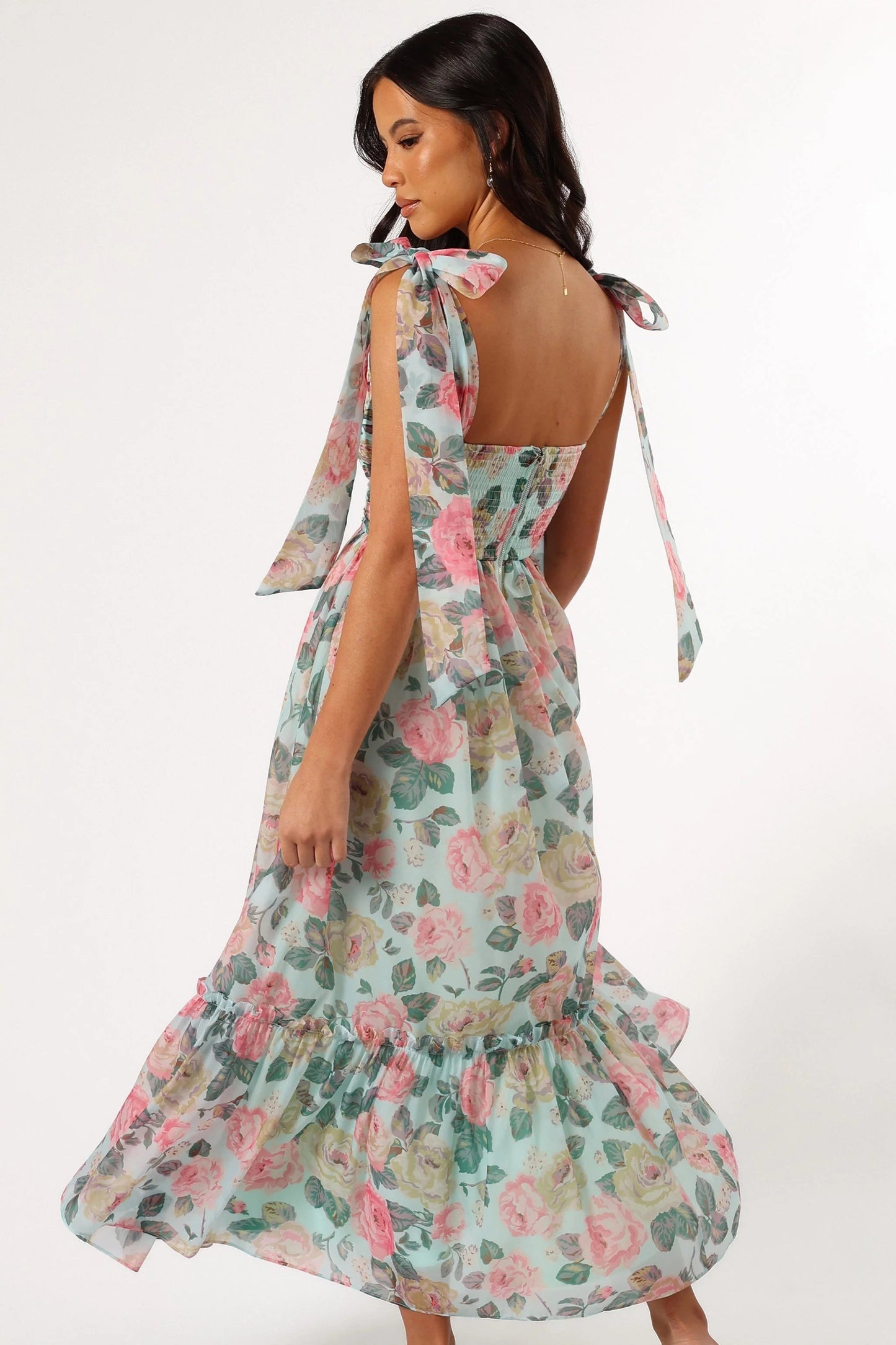 Blossom Chiffon Sweetheart Midi Dress