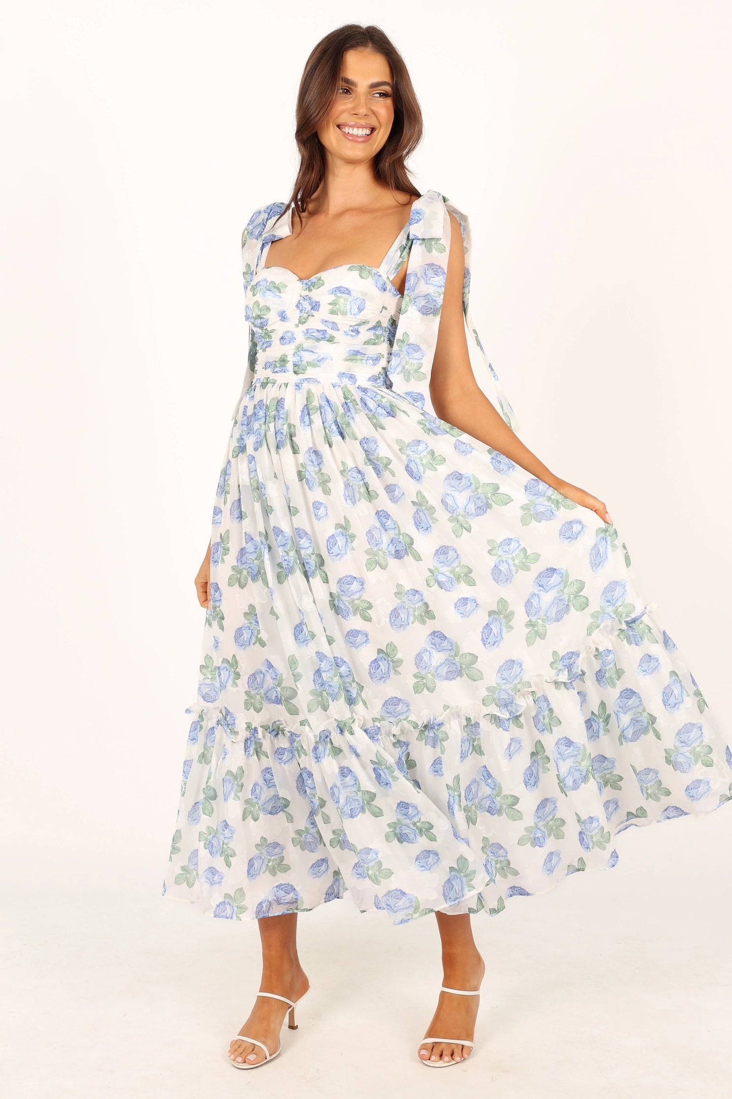 Blossom Chiffon Sweetheart Midi Dress