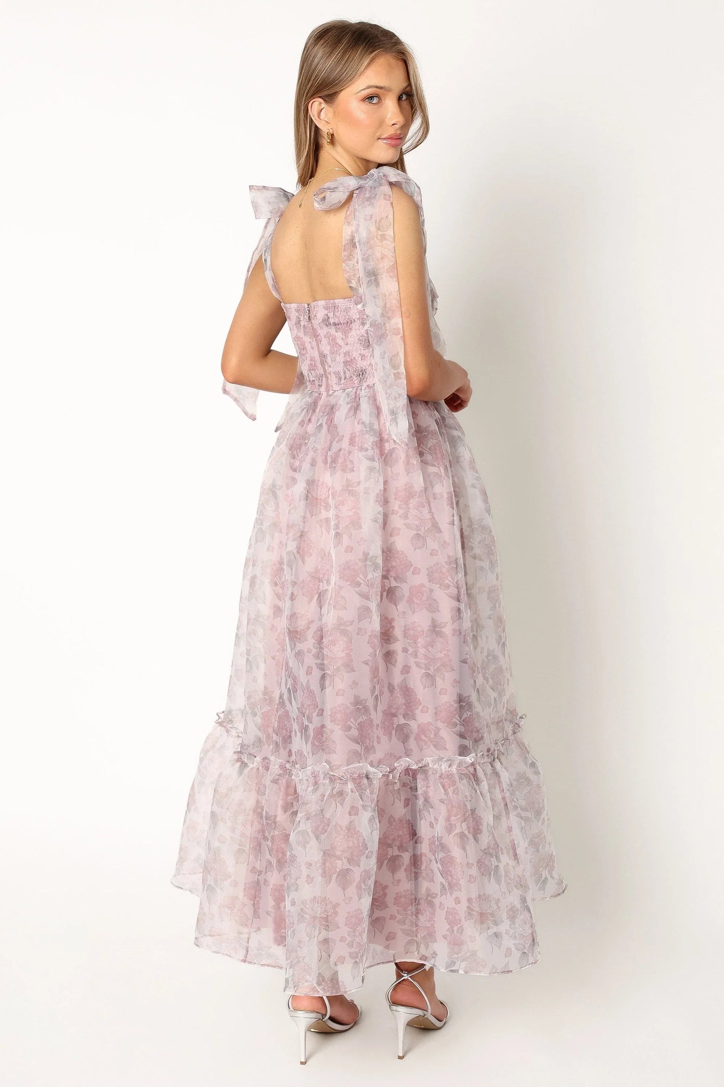 Blossom Chiffon Sweetheart Midi Dress