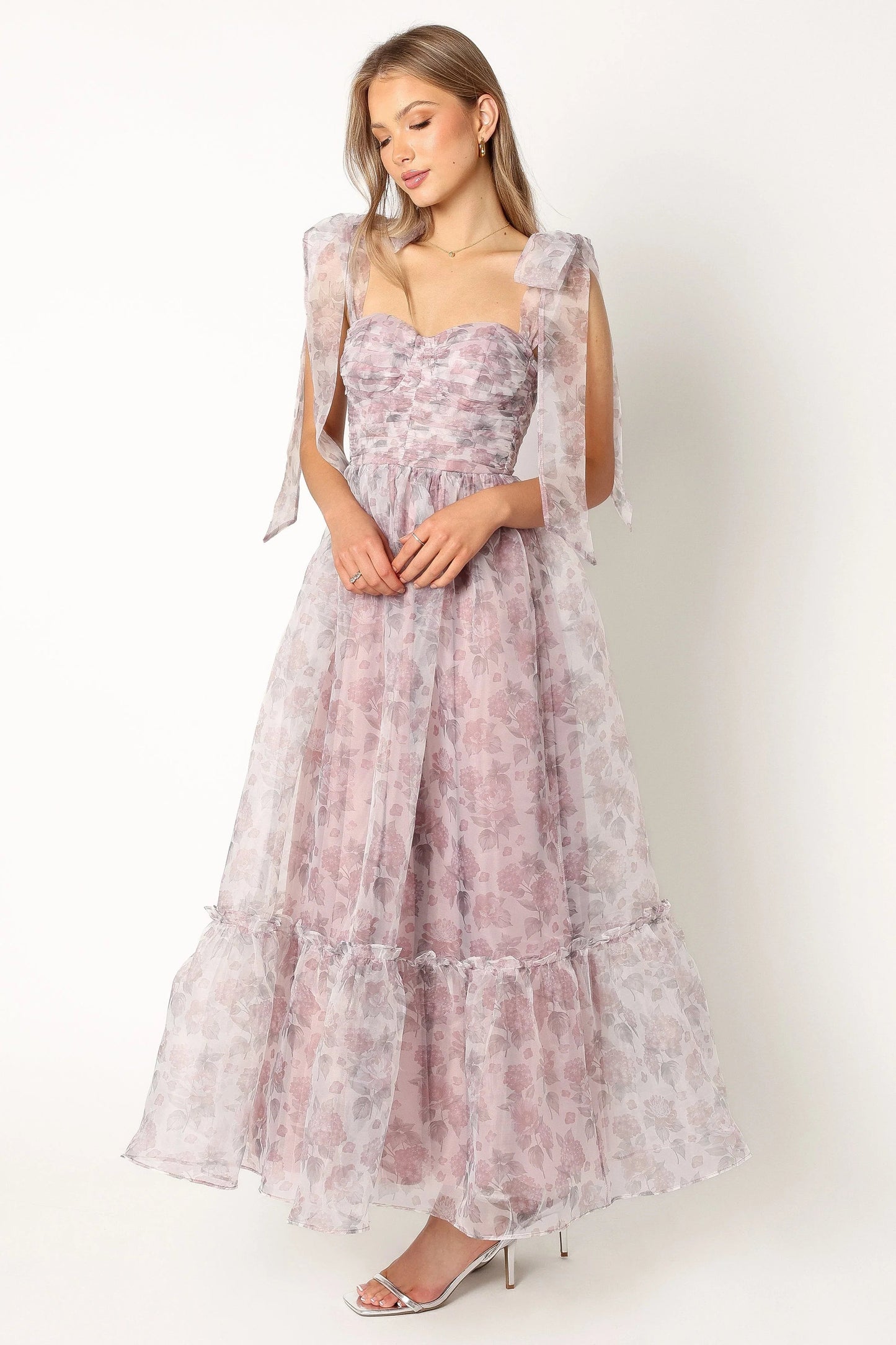 Blossom Chiffon Sweetheart Midi Dress