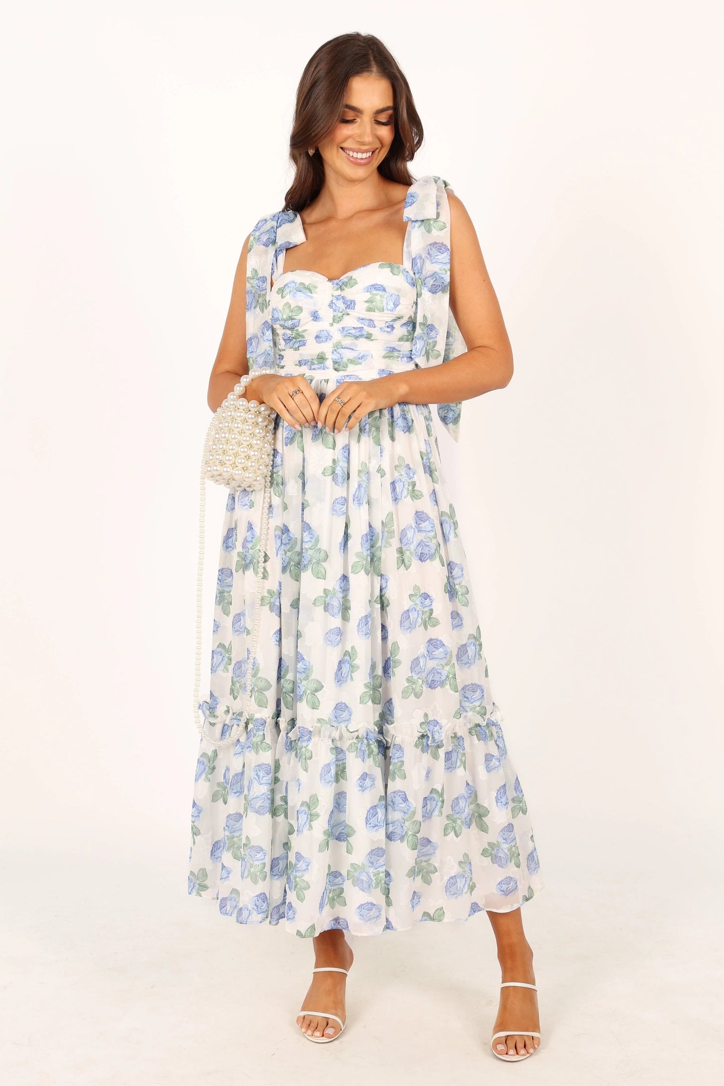 Blossom Chiffon Sweetheart Midi Dress
